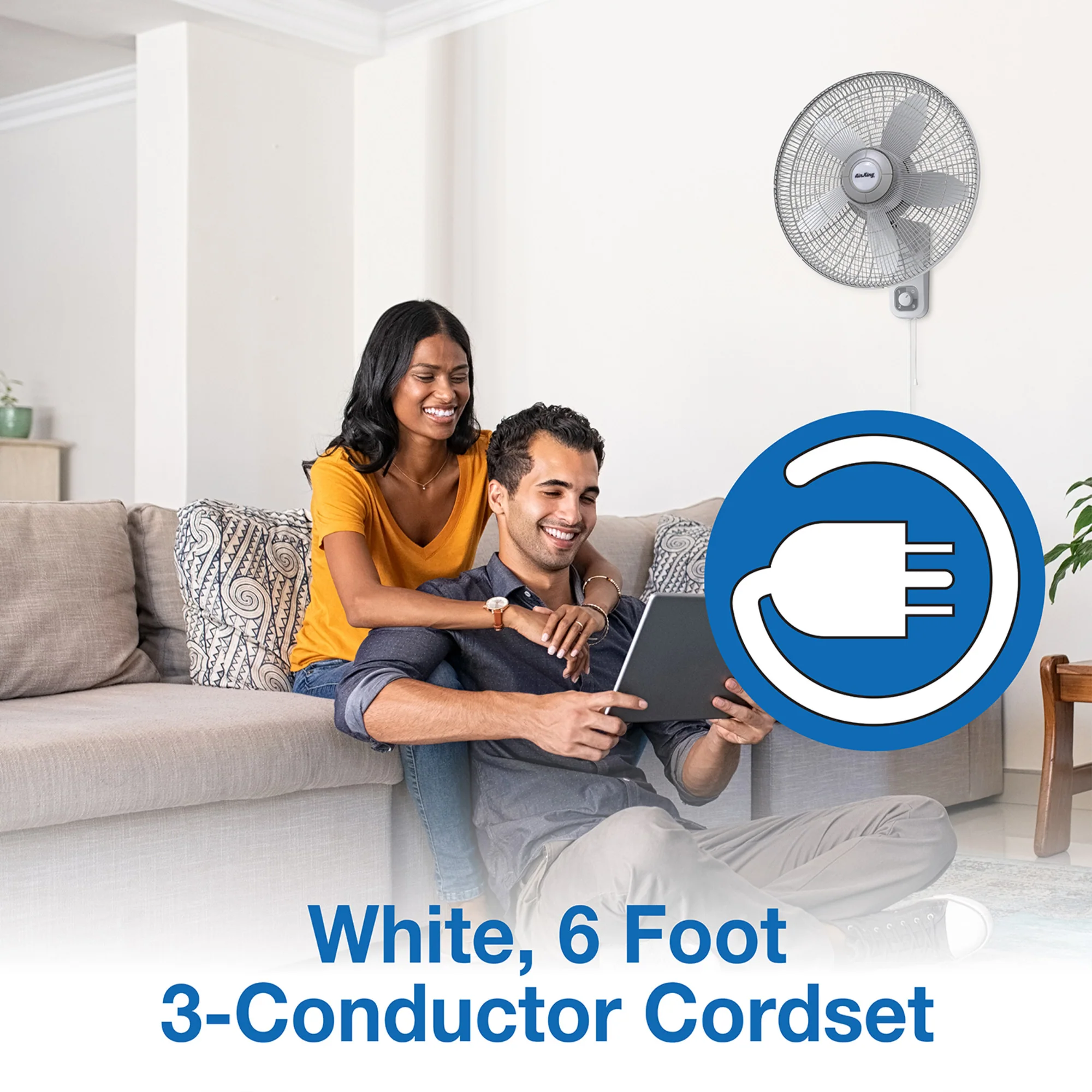Air King 1/20 HP 18" Commercial Grade Wall Mount Fan: Oscillating, 3-Speed, Gray - Image 5