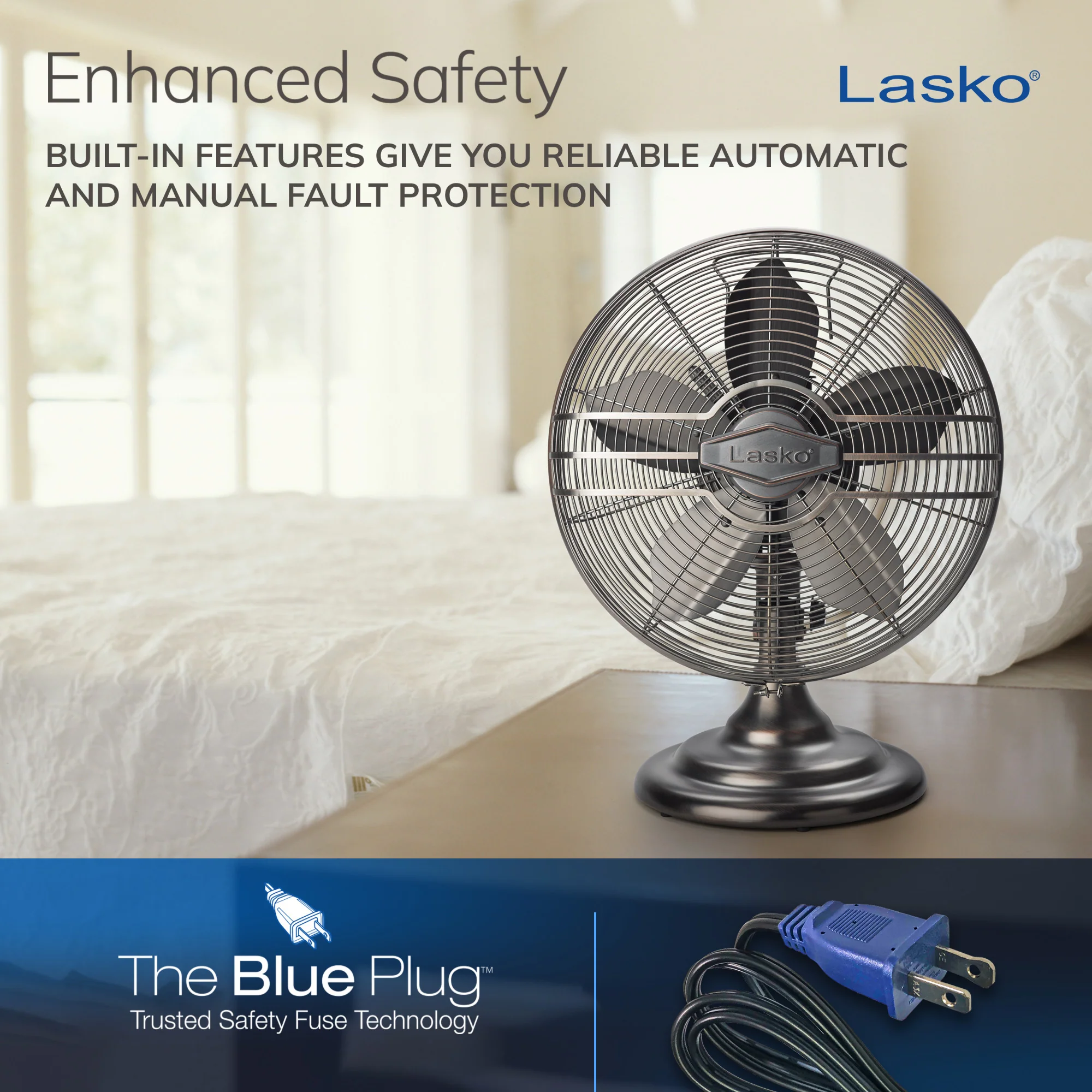 Lasko 12" Classic Metal Table Fan: Oscillating, 3-Speed, Tilting Head, Bronze - Image 6