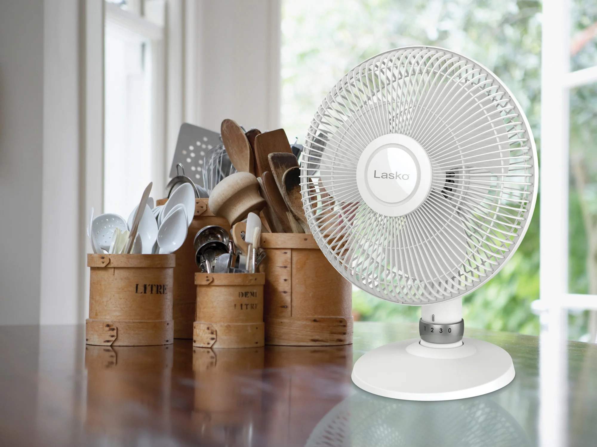 Lasko 12" Performance Table Fan: Oscillating, 3-Speed, Tilting Head, White - Image 14