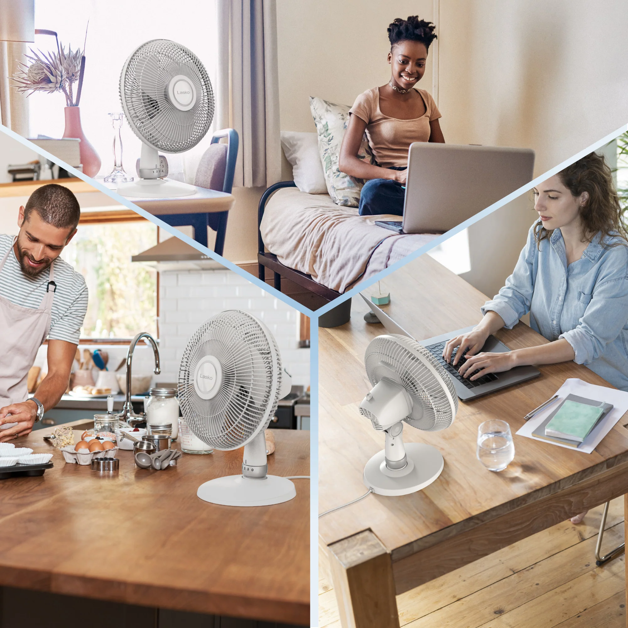 Lasko 12" Performance Table Fan: Oscillating, 3-Speed, Tilting Head, White - Image 7