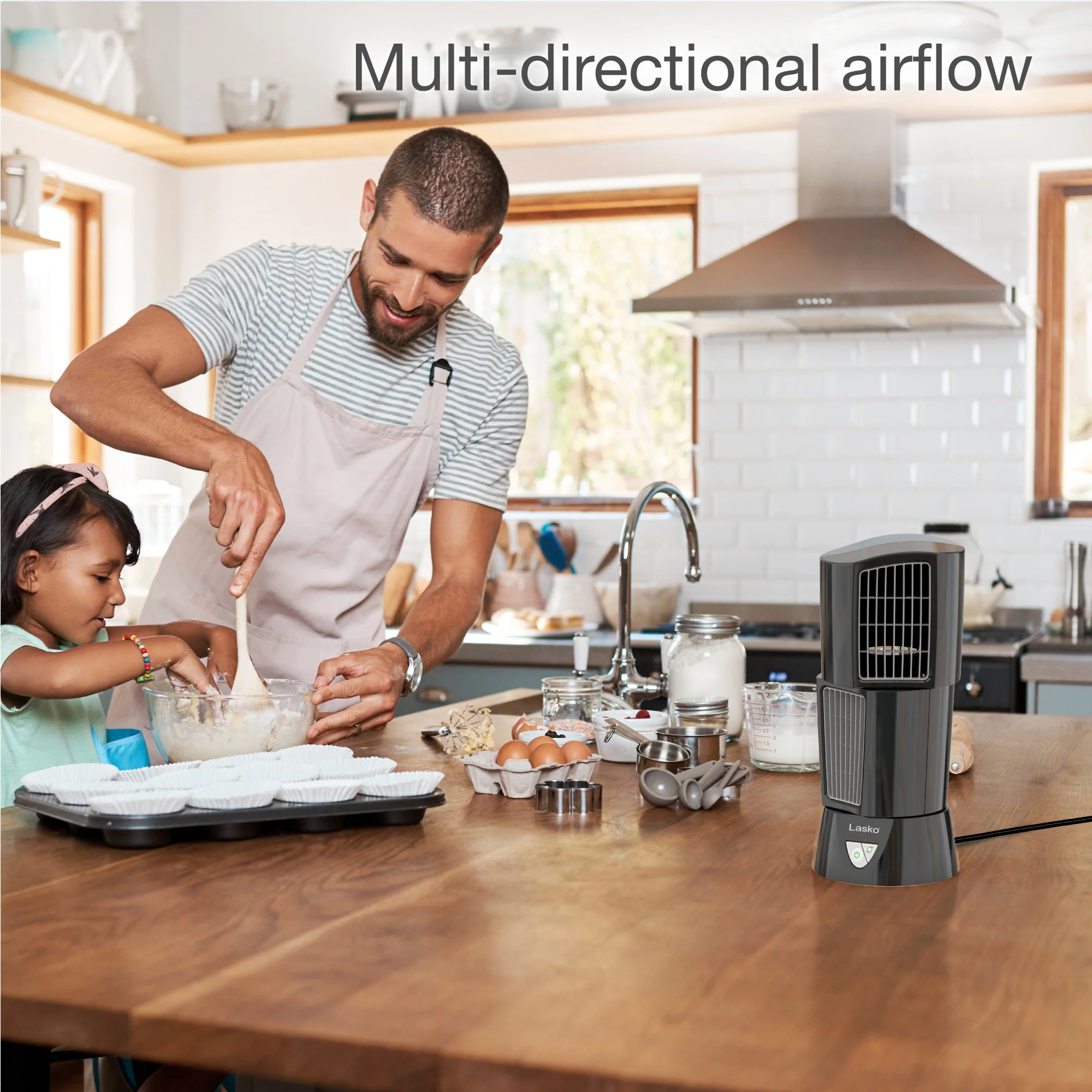 Lasko Wind Tower 14" Table Fan: Oscillating, 3-Speed, Pivoting, Black - Image 3