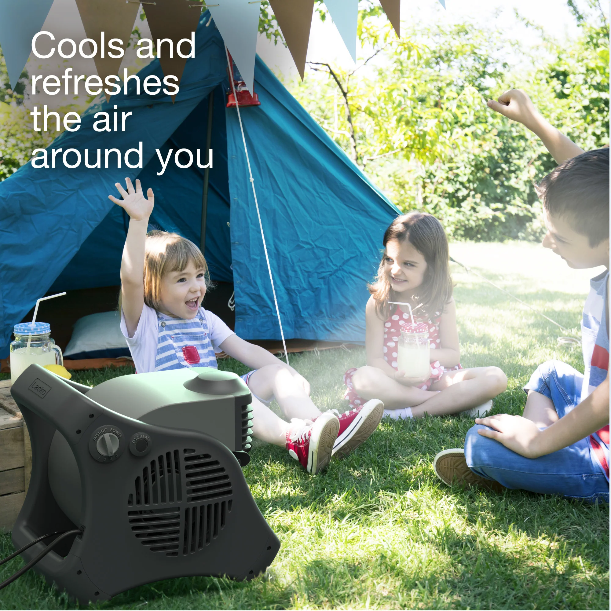 Lasko Misto 15" Outdoor Misting Fan: 3-Speed, Pivoting, Powered Louvers, Black - Image 3