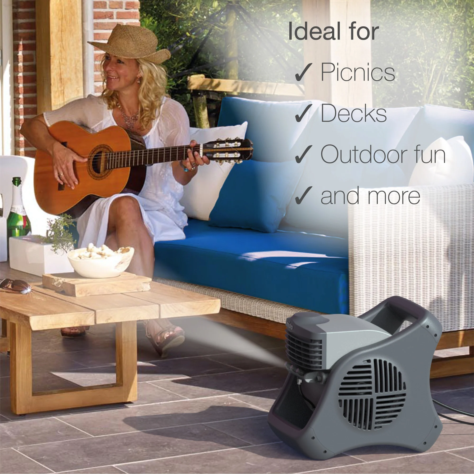Lasko Misto 15" Outdoor Misting Fan: 3-Speed, Pivoting, Powered Louvers, Black - Image 5