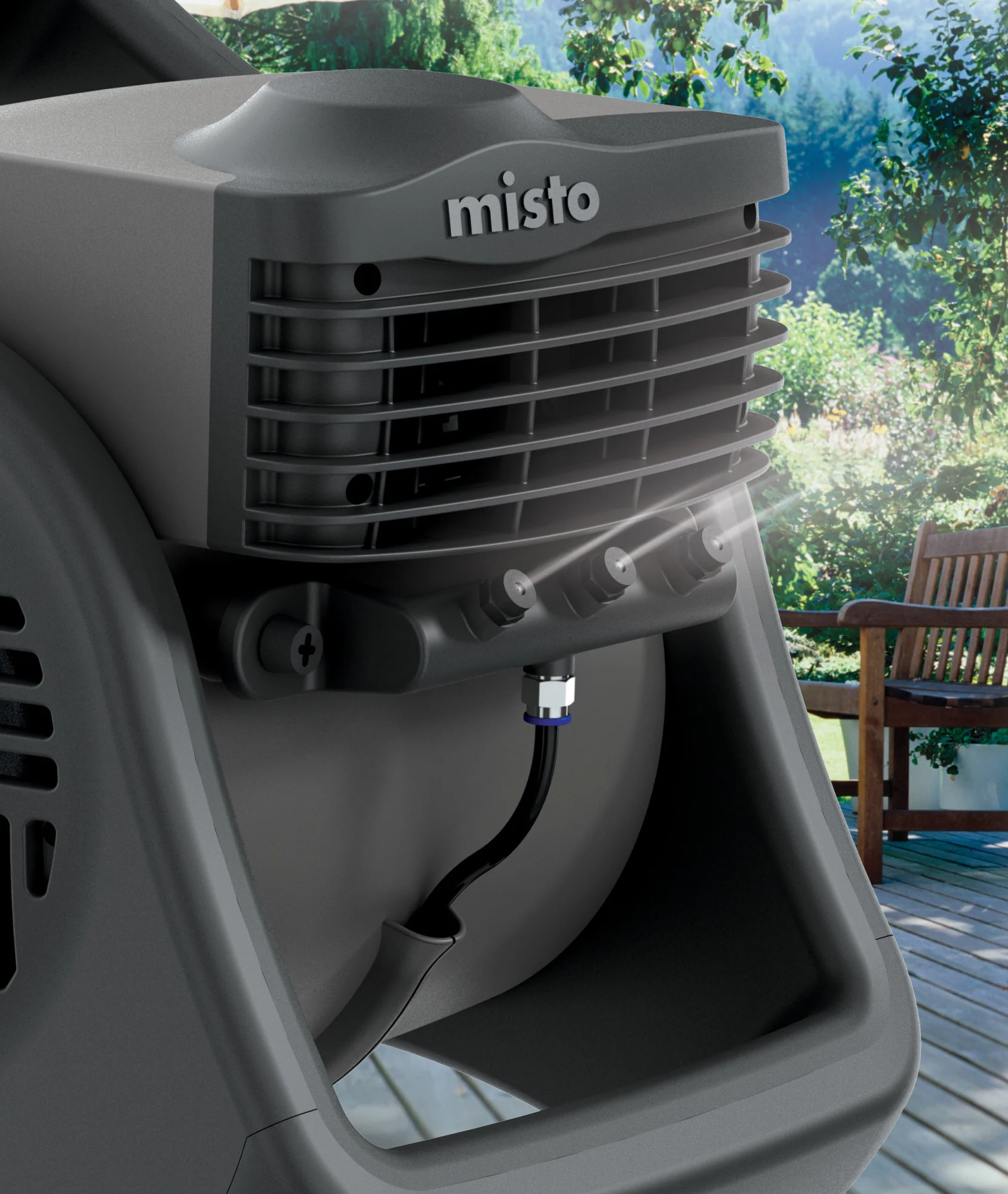 Lasko Misto 15" Outdoor Misting Fan: 3-Speed, Pivoting, Powered Louvers, Black - Image 8