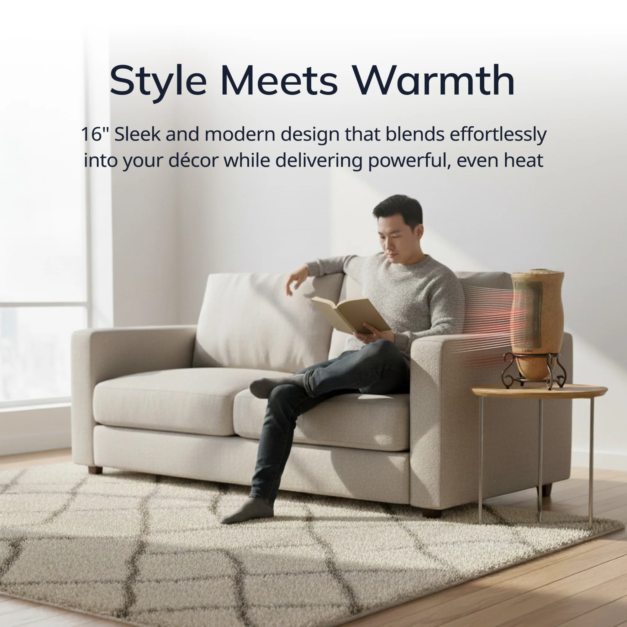 Lasko Designer Series 16" Tower Heater (2 heat settings, manual, timer, thermostat, beige) - Image 3