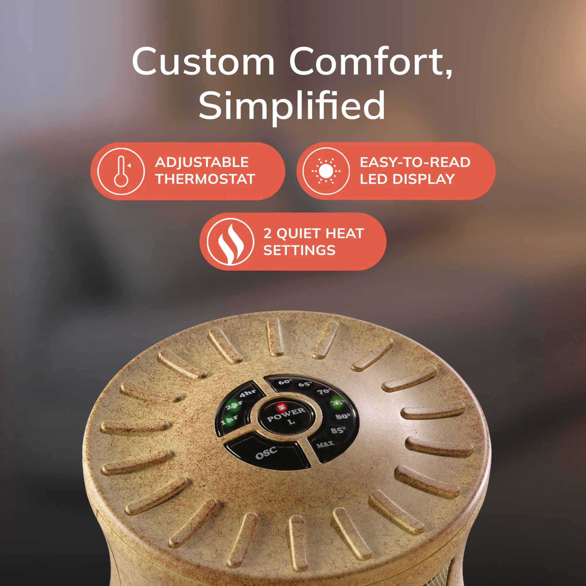 Lasko Designer Series 16" Tower Heater (2 heat settings, manual, timer, thermostat, beige) - Image 5