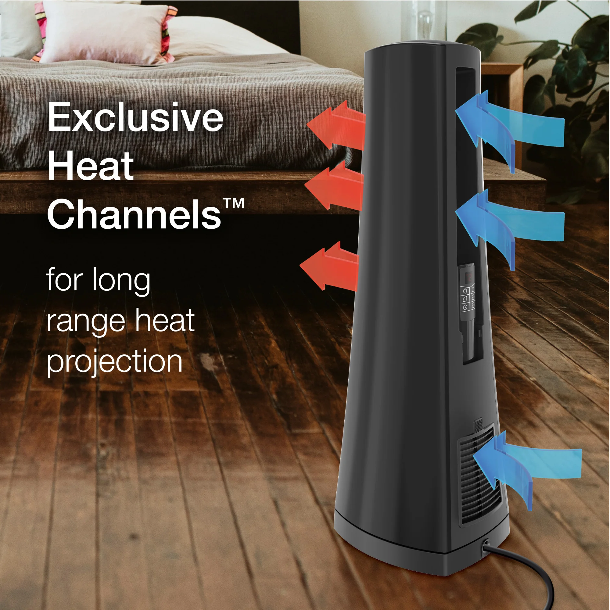 Lasko Air Logic 27" Bladeless Tower Heater (2 heat settings, remote, timer, black) - Image 5
