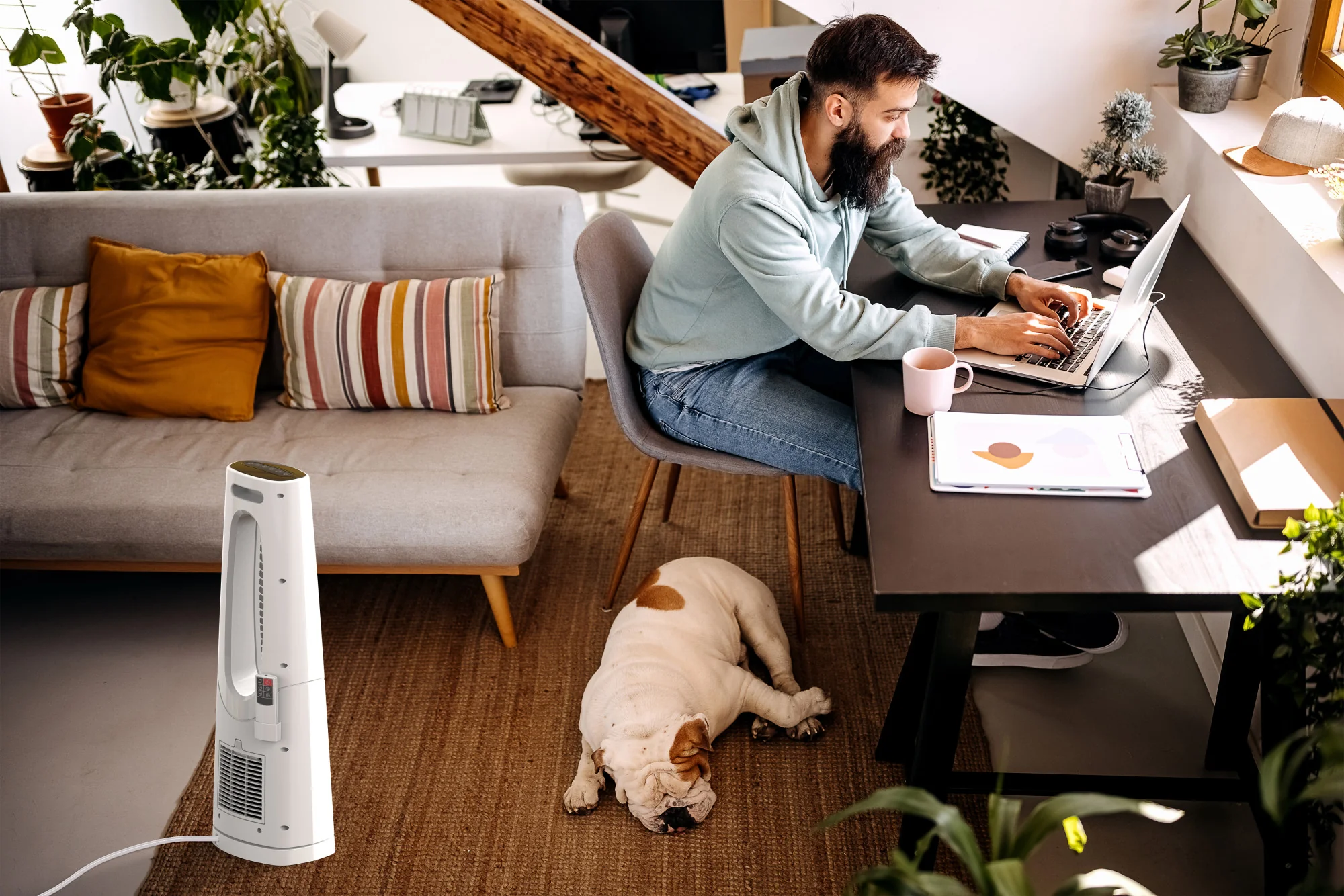 Lasko 1500W Bladeless Tower Heater with Remote Control, CW105, White - Image 15