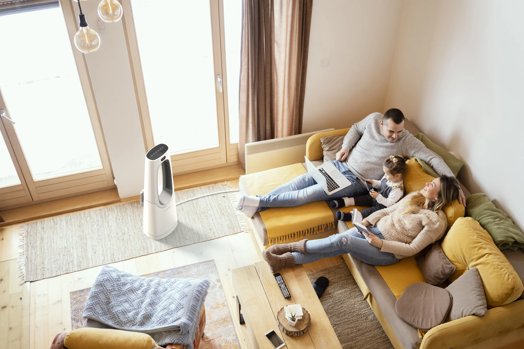 Lasko 1500W Bladeless Tower Heater with Remote Control, CW105, White - Image 16