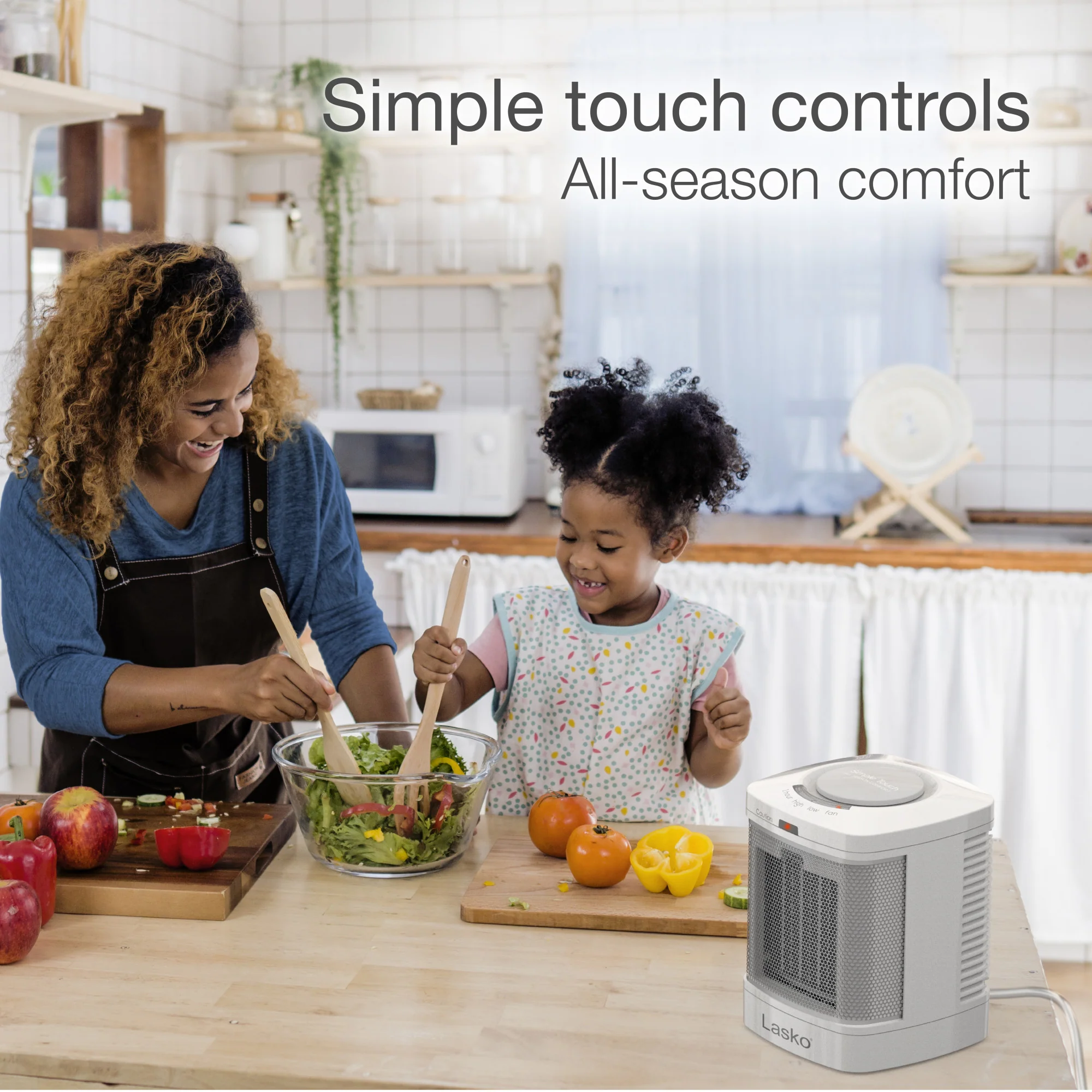 Lasko 8" Bathroom Ceramic Heater (2 heat settings, timer, ALCI safety plug, white) - Image 3