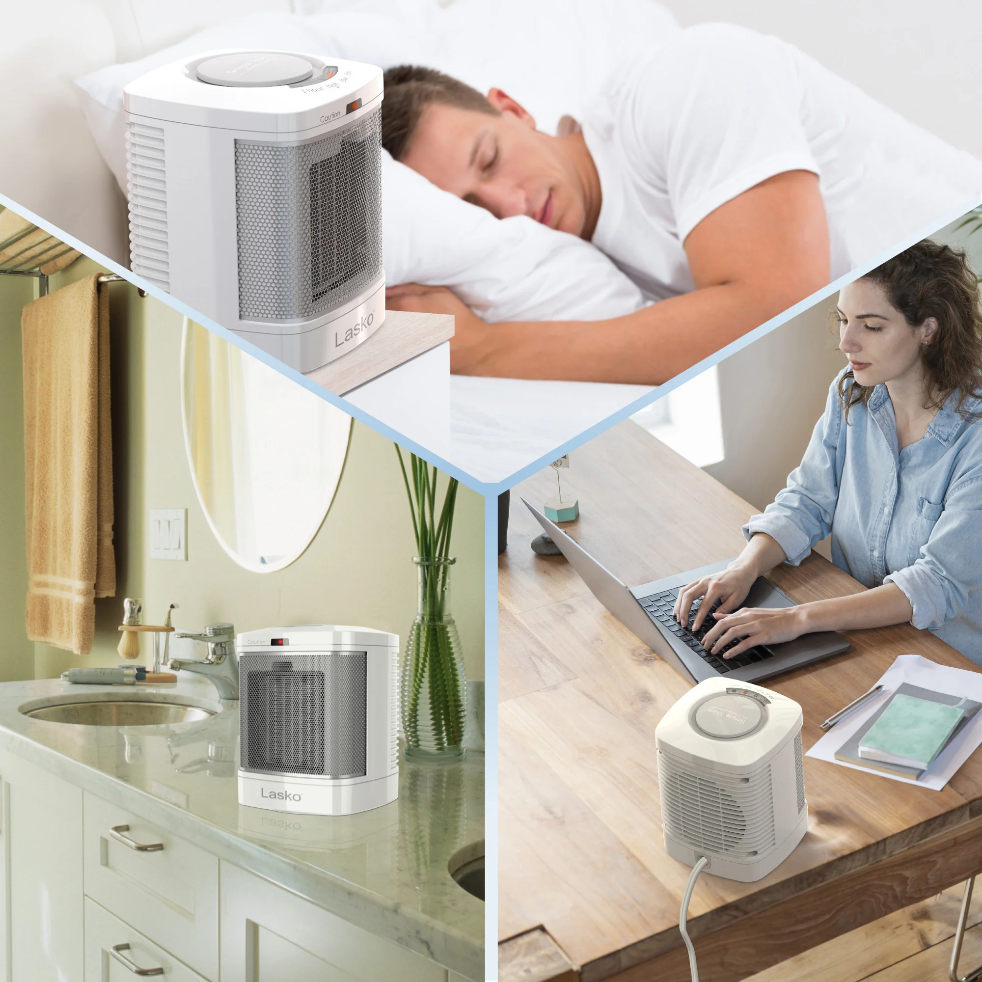 Lasko 8" Bathroom Ceramic Heater (2 heat settings, timer, ALCI safety plug, white) - Image 7
