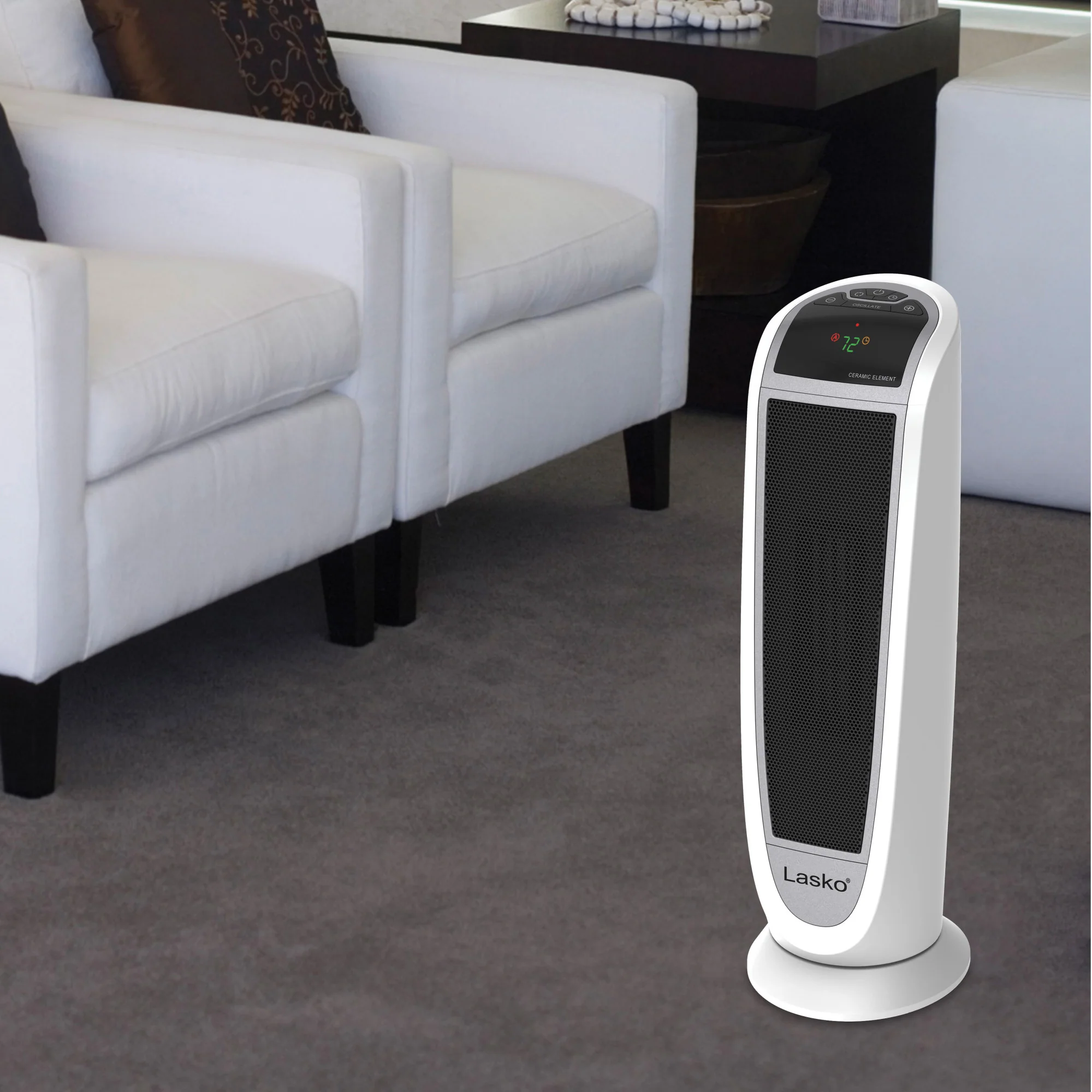 Lasko 22" Digital Ceramic Tower Heater (2 heat settings, remote, timer, white) - Image 14