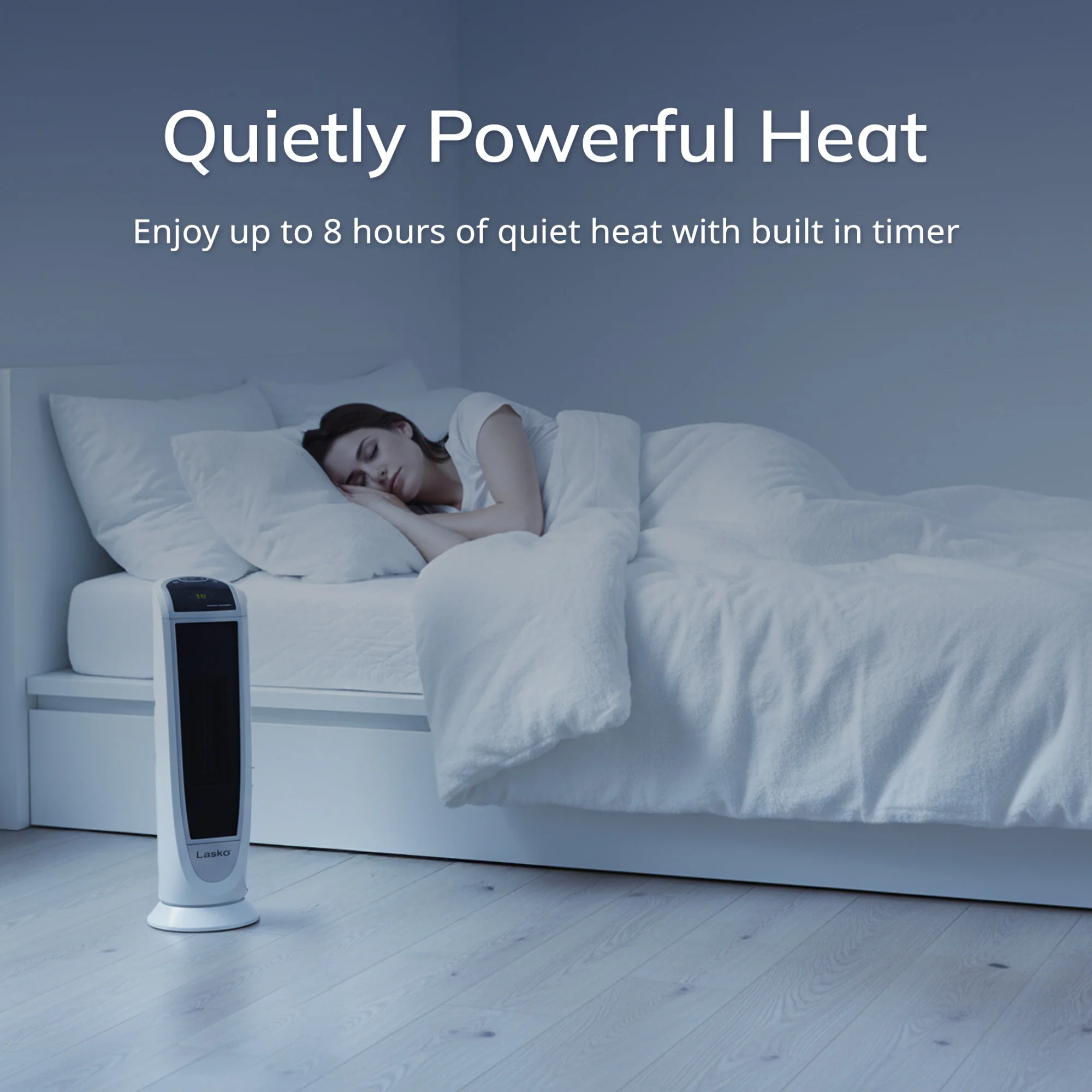 Lasko 22" Digital Ceramic Tower Heater (2 heat settings, remote, timer, white) - Image 7
