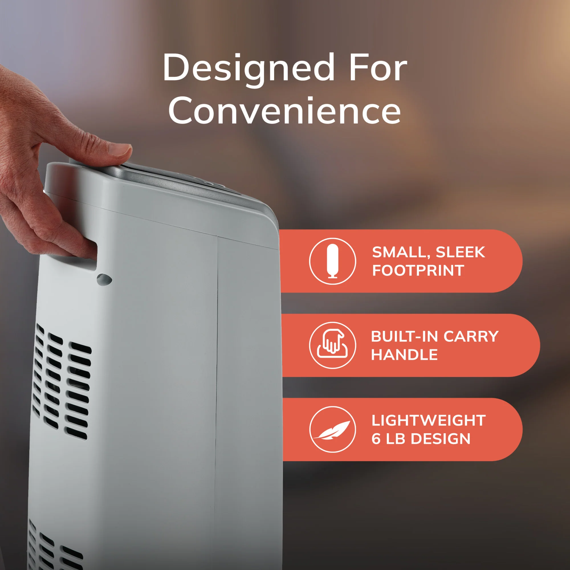 Lasko 23" Ceramic Tower Heater (2 heat settings, timer, thermostat, silver) - Image 6