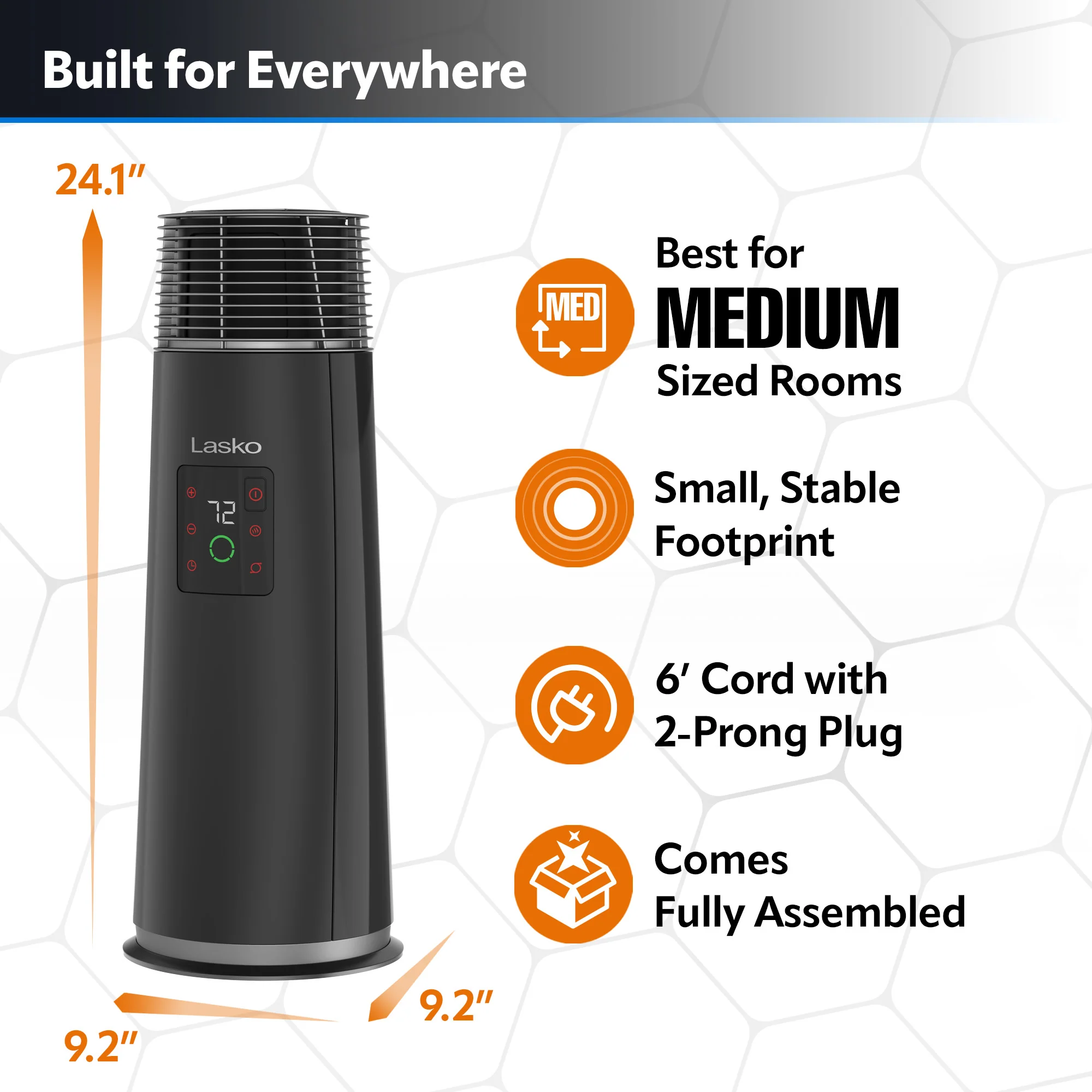 Lasko 1500W Full Circle Warmth Ceramic Tower Space Theater with Remote Control, CT24362, Black - Image 5