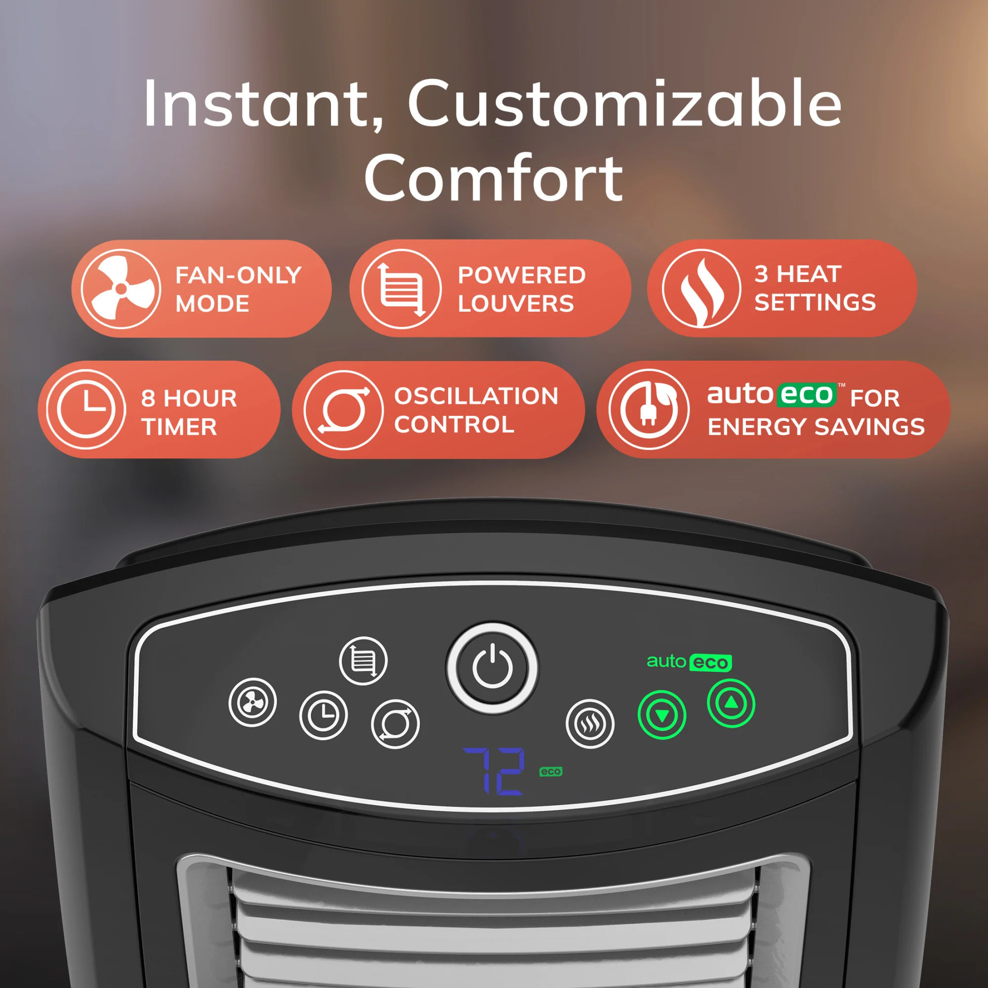 Lasko Elite 23" Ceramic Console Heater (3 heat settings, remote, timer, thermostat, black) - Image 5