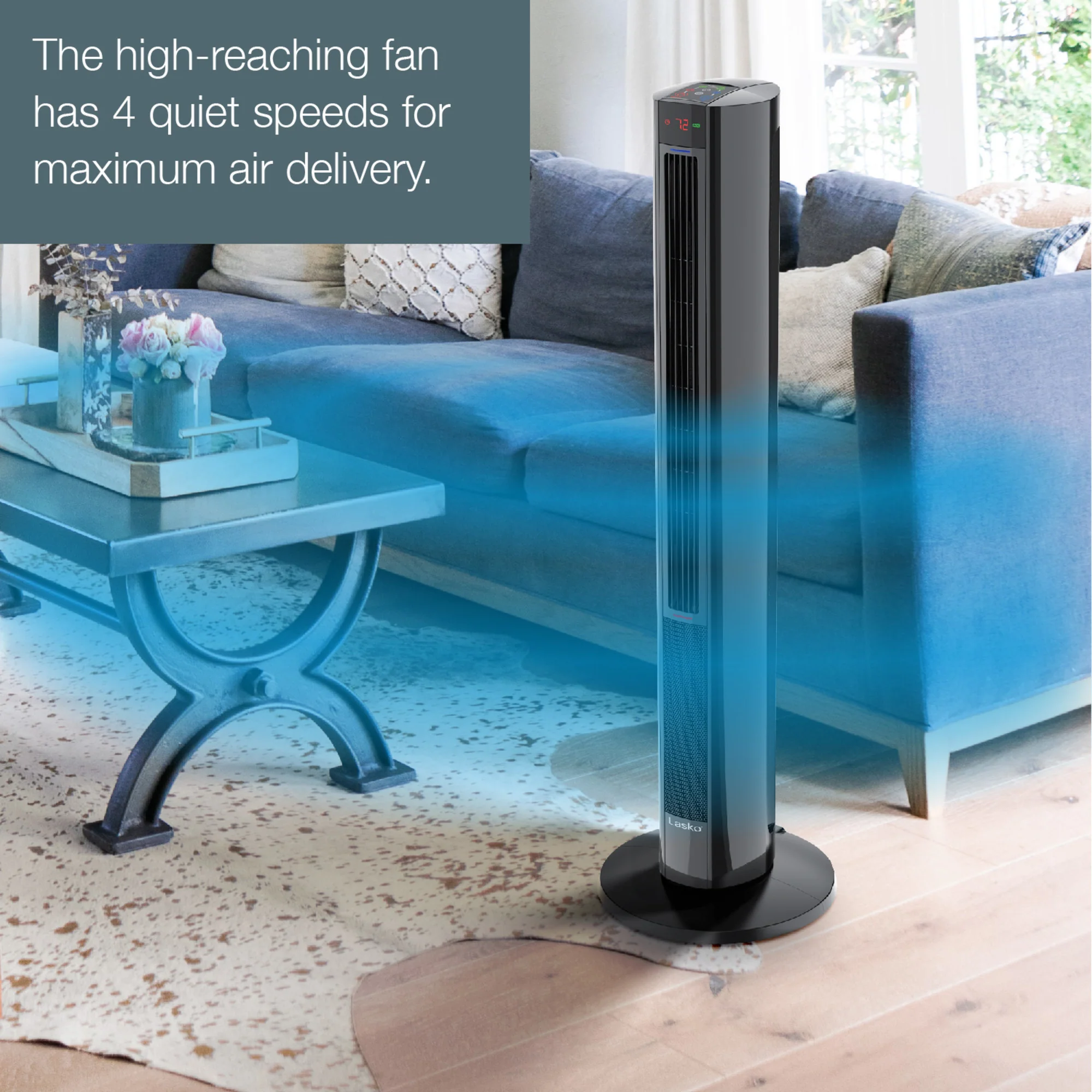 Lasko 1500W Oscillating All Season Tower Fan & Space Heater with Timer & Remote, FH610, Black - Image 5