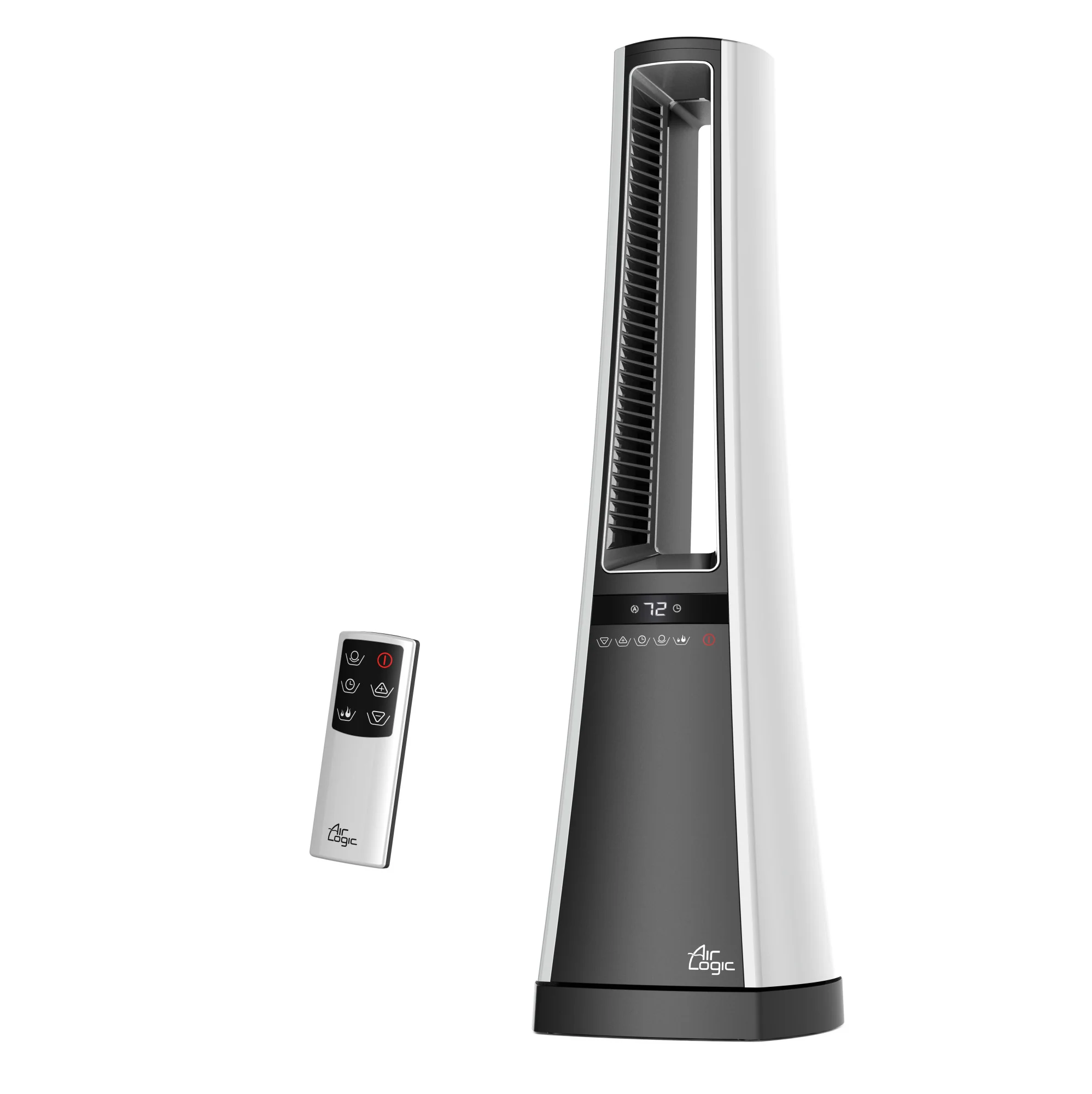 Lasko Air Logic 27" Bladeless Tower Heater (2 heat settings, remote, timer, white/gray)