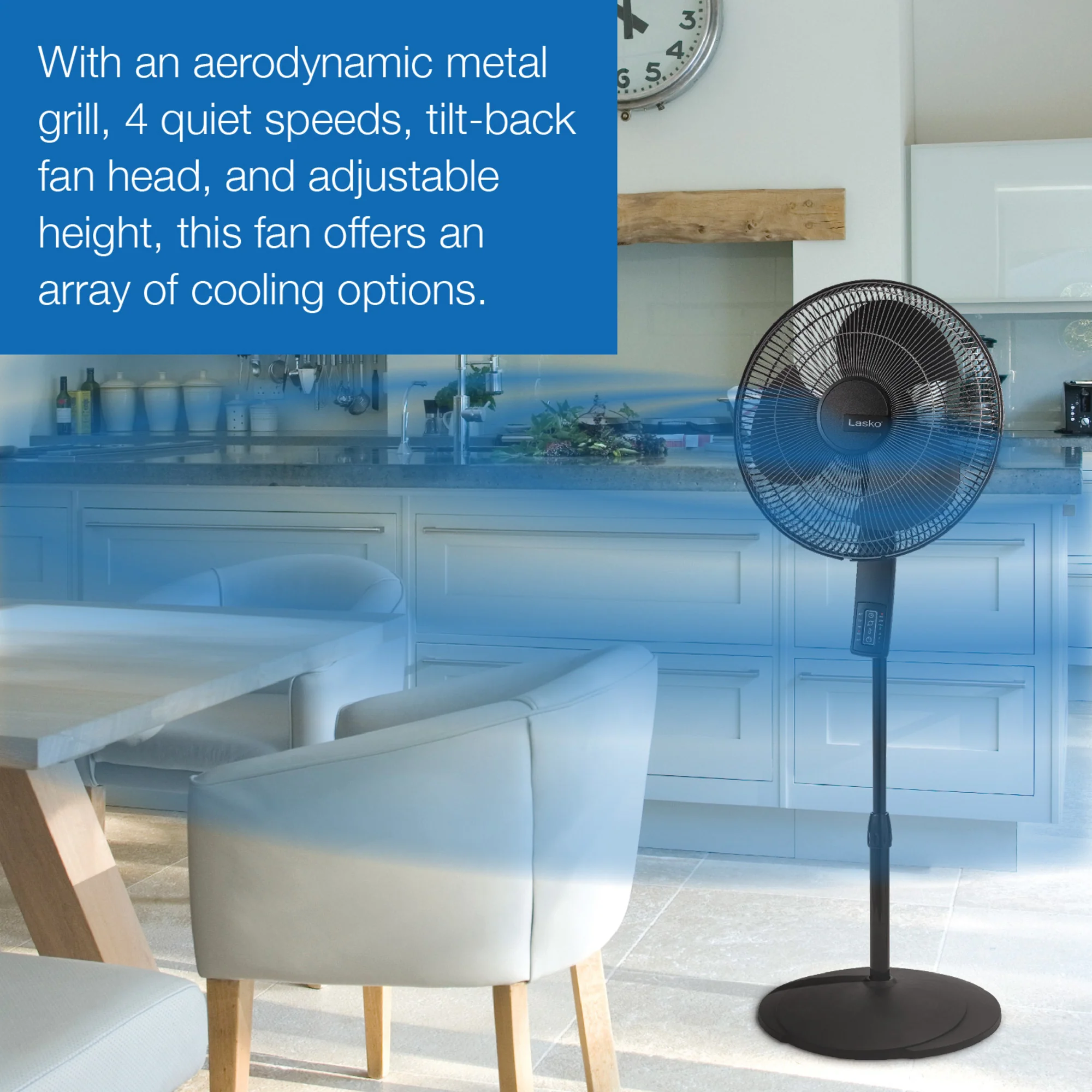 Lasko 16" Pedestal Fan: Oscillating, 4-Speed, Remote, Timer, Thermostat, Black - Image 5