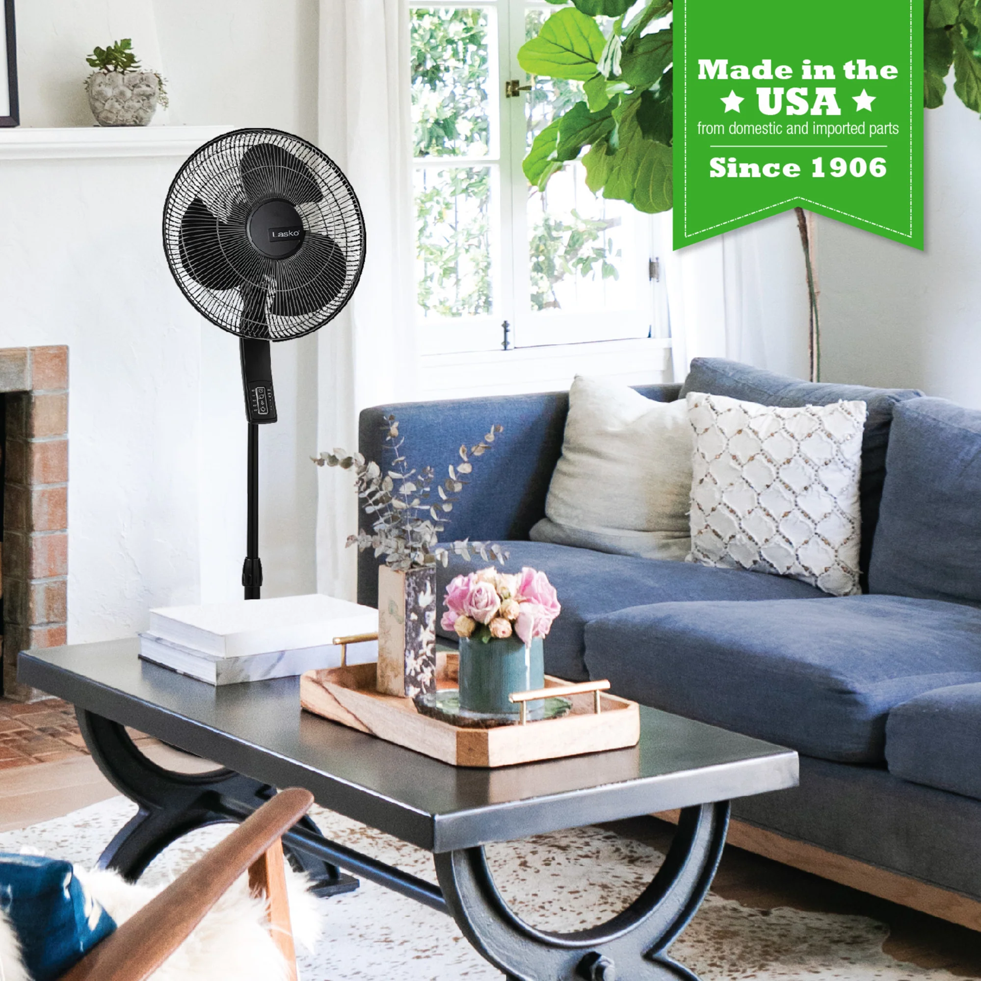 Lasko 16" Pedestal Fan: Oscillating, 4-Speed, Remote, Timer, Thermostat, Black - Image 7