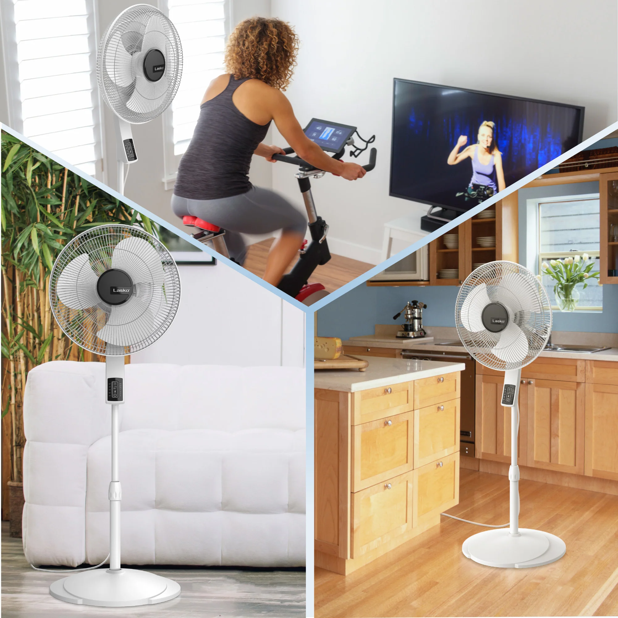 Lasko 16" Pedestal Fan: Oscillating, 4-Speed, Remote, Timer, Thermostat, White - Image 7