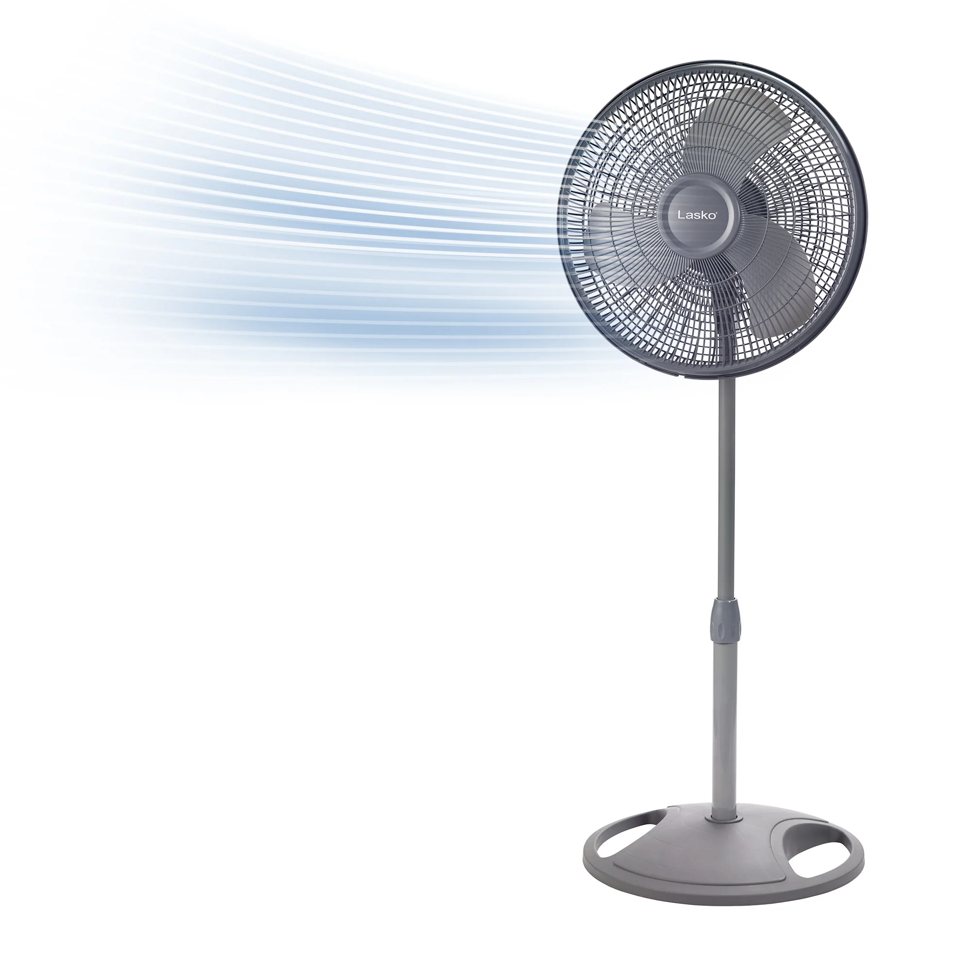 Lasko 16" Pedestal Fan: Oscillating, 3-Speed,  Adjustable Height, Gray