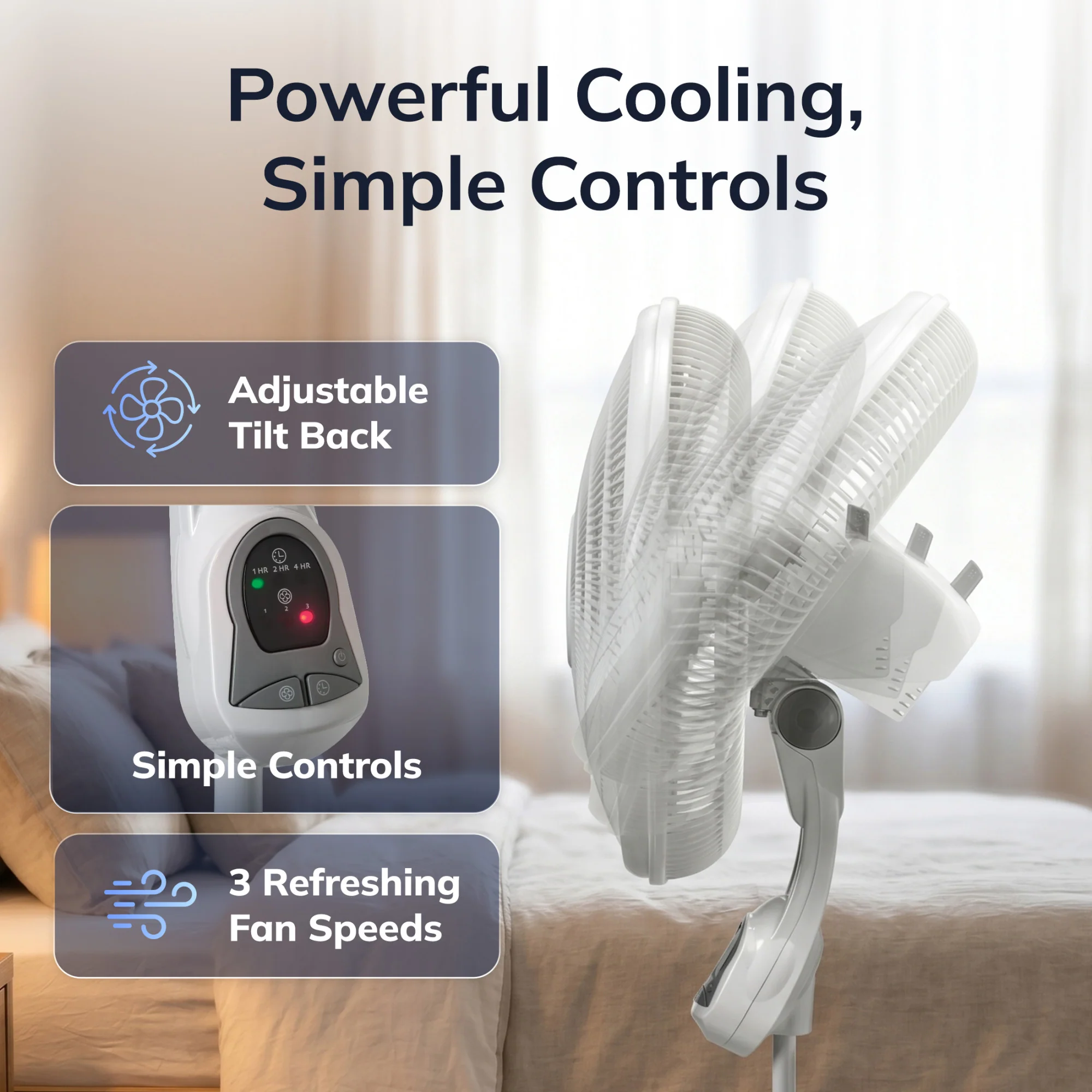 Lasko 16" Pedestal Fan: Oscillating, 3-Speed, Remote, Timer, White - Image 3