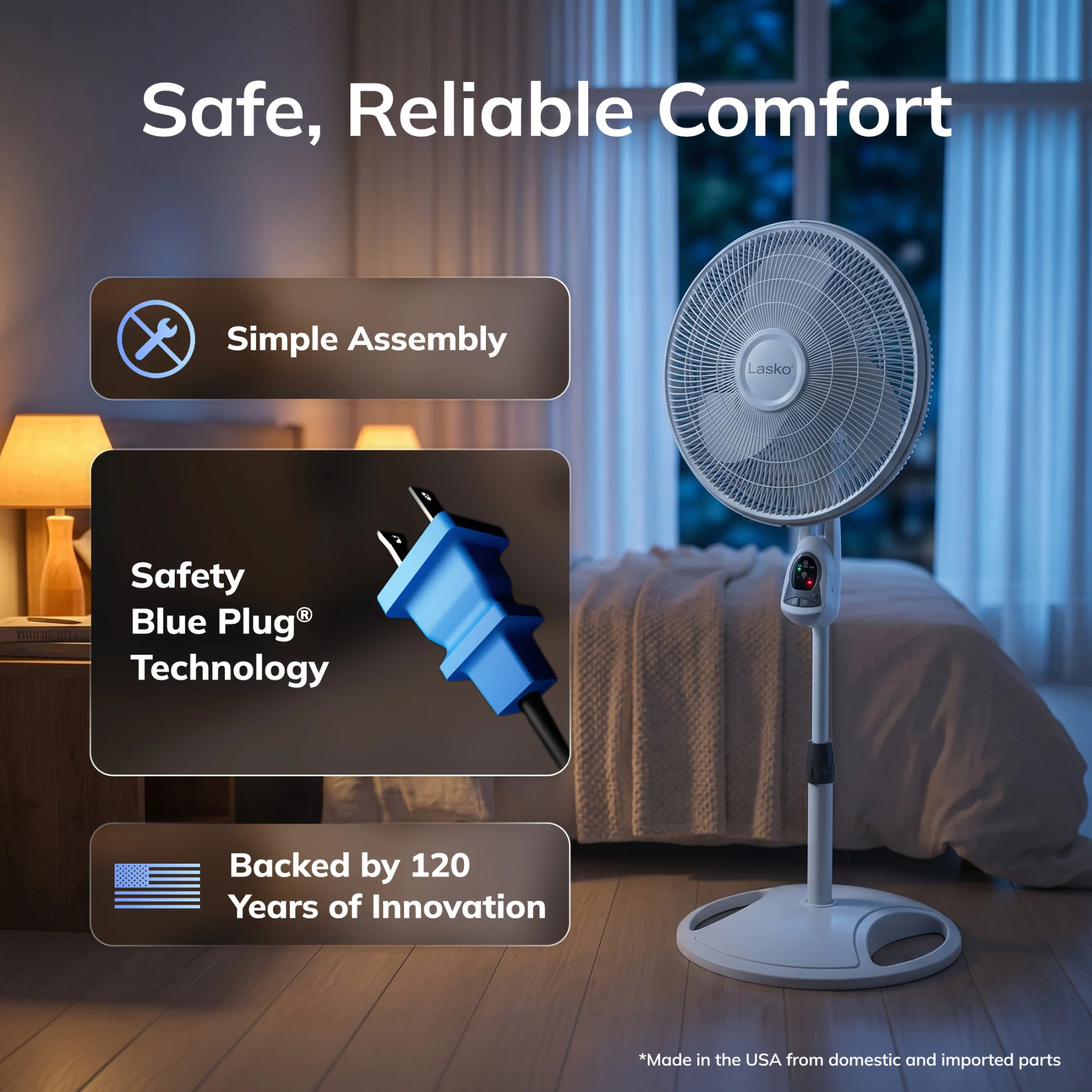Lasko 16" Pedestal Fan: Oscillating, 3-Speed, Remote, Timer, White - Image 4