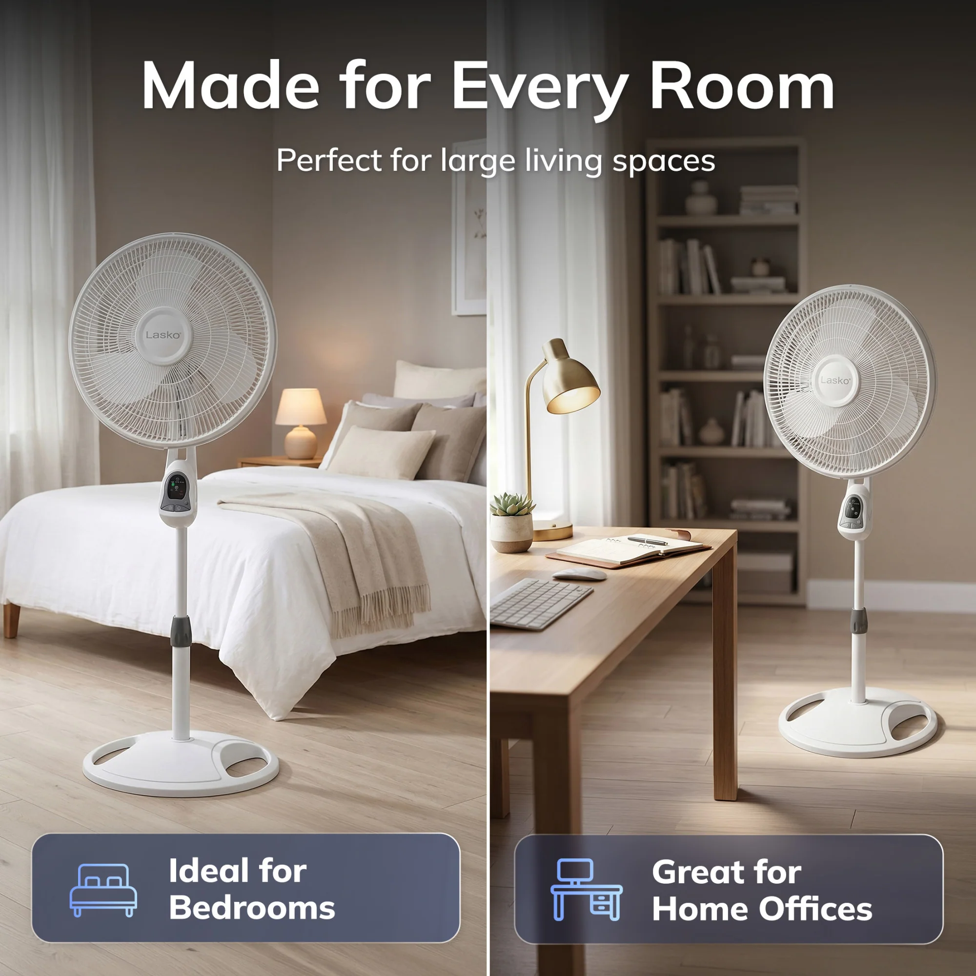 Lasko 16" Pedestal Fan: Oscillating, 3-Speed, Remote, Timer, White - Image 6
