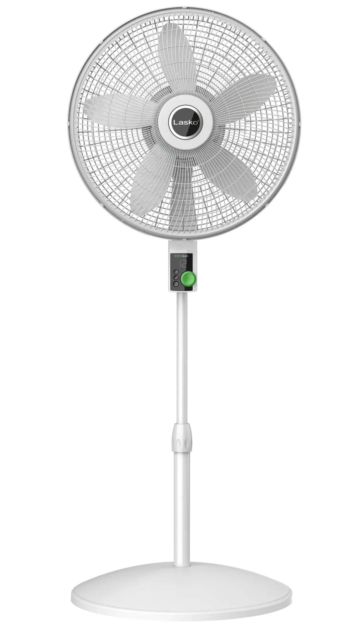 Lasko EcoQuiet 18" DC Pedestal Fan: Oscillating, 12-Speed, Remote, White - Image 7
