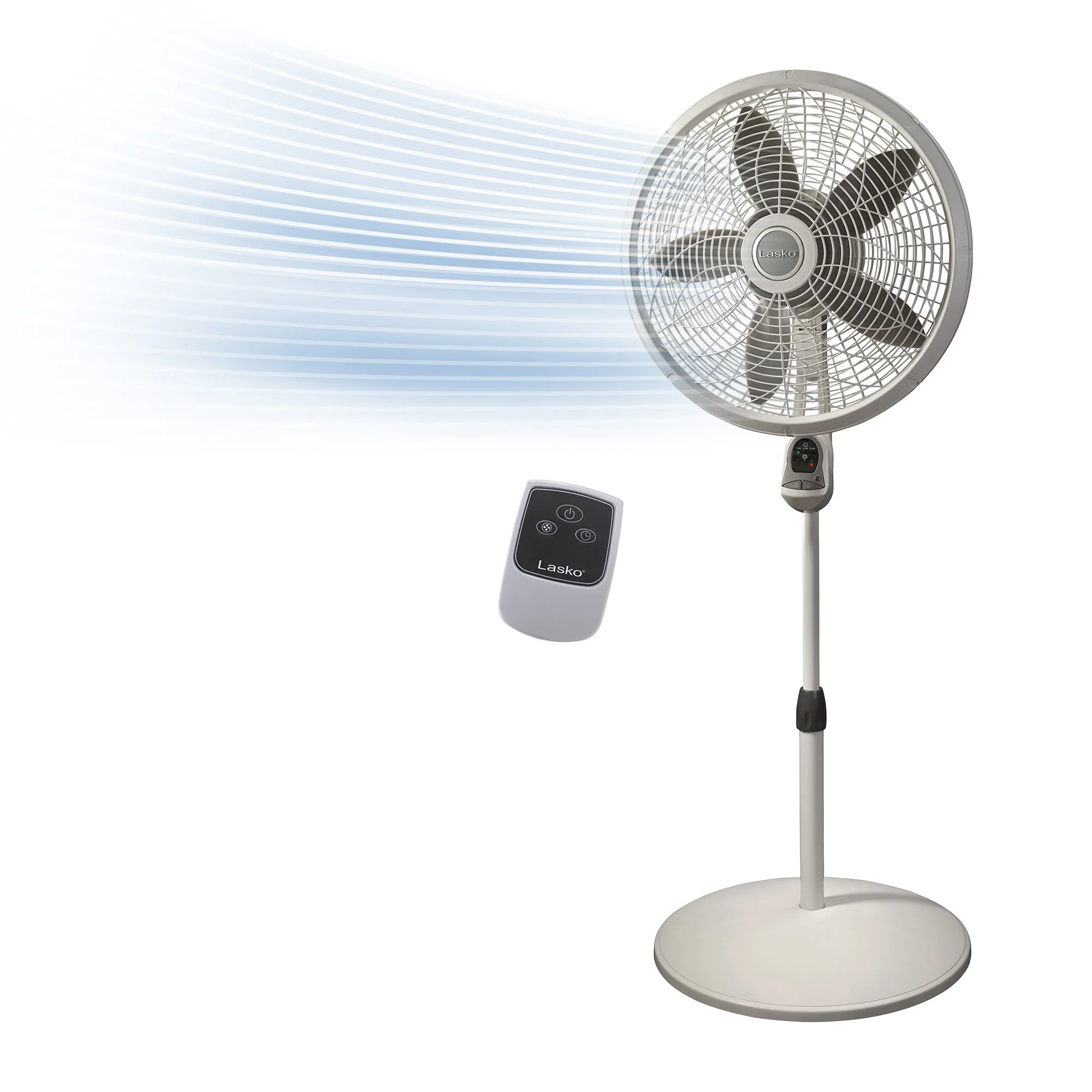 Lasko 18" Pedestal Fan: Oscillating, 3-Speed, Remote, Timer, White