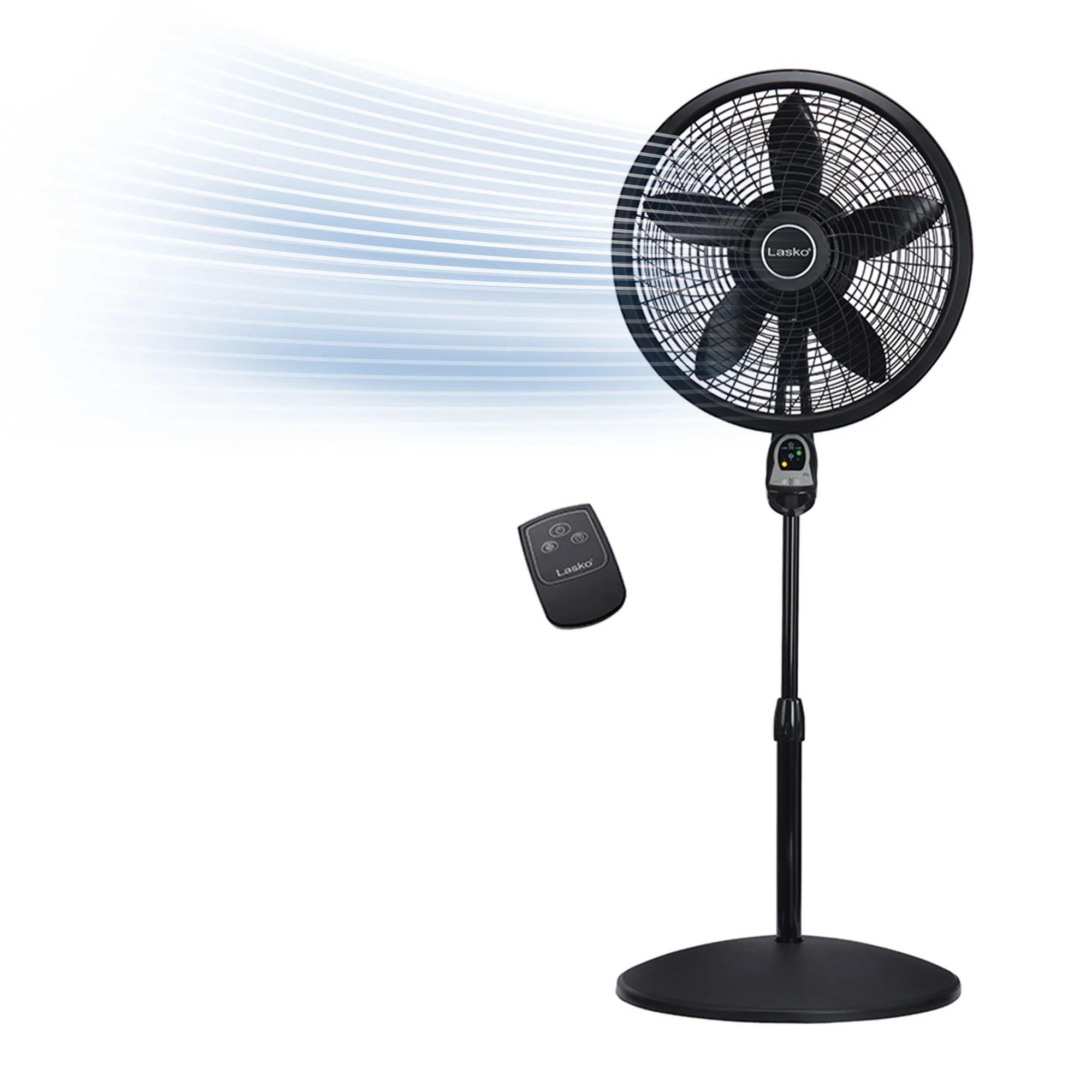 Lasko Cyclone 18" Pedestal Fan: Oscillating, 3-Speed, Remote, Timer, Black