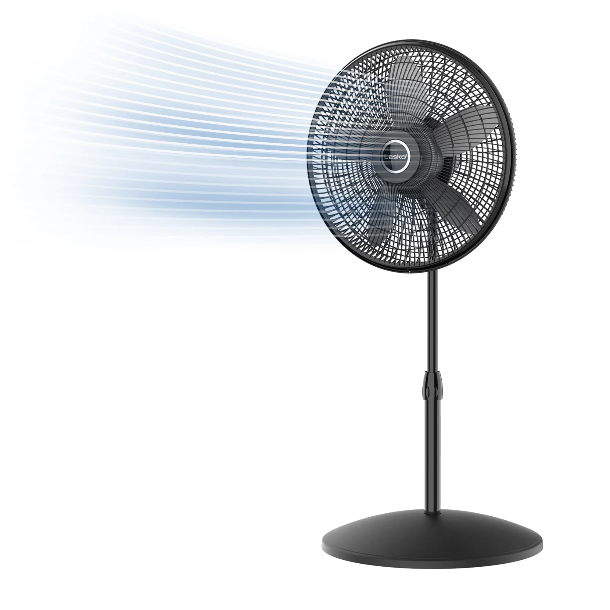 Lasko Cyclone 18" Pedestal Fan: Oscillating, 3-Speed,  Adjustable Height, Black