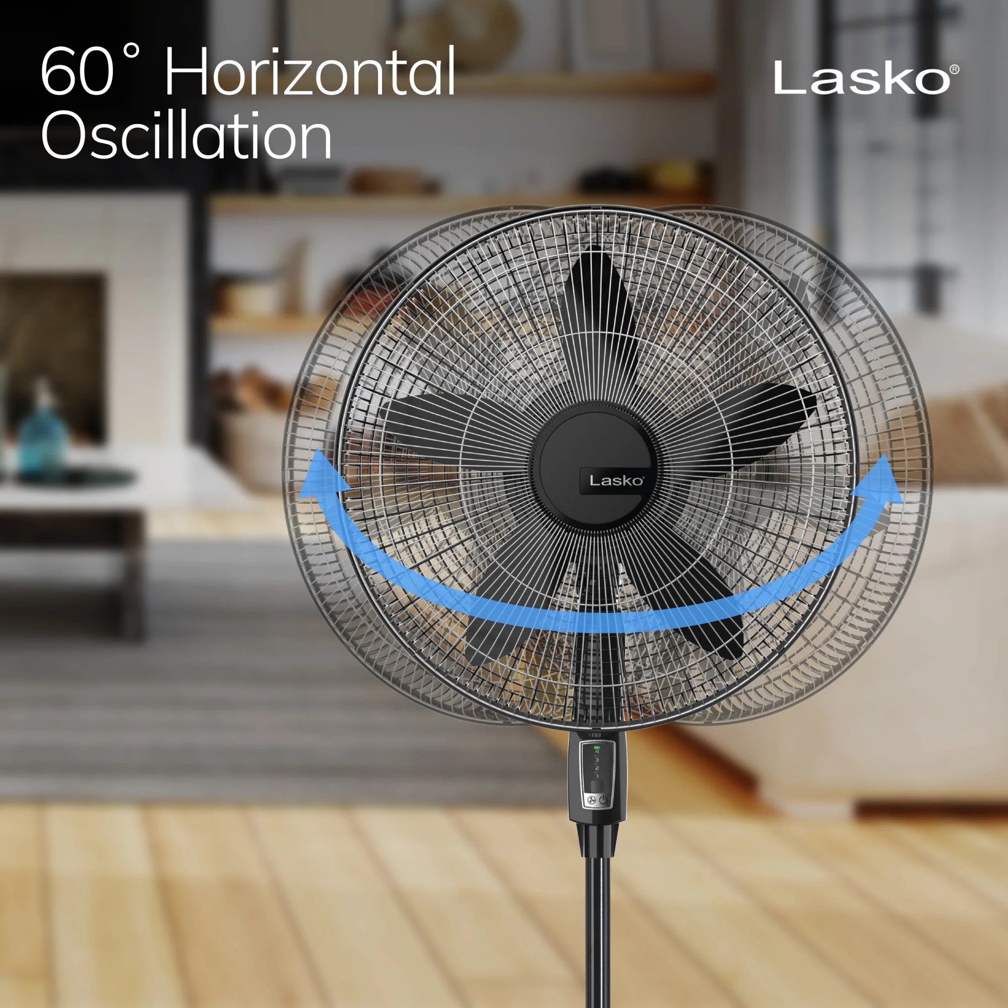 Lasko Cyclone 18" Pedestal Fan: Oscillating, 3-Speed,  Adjustable Height, Black - Image 4
