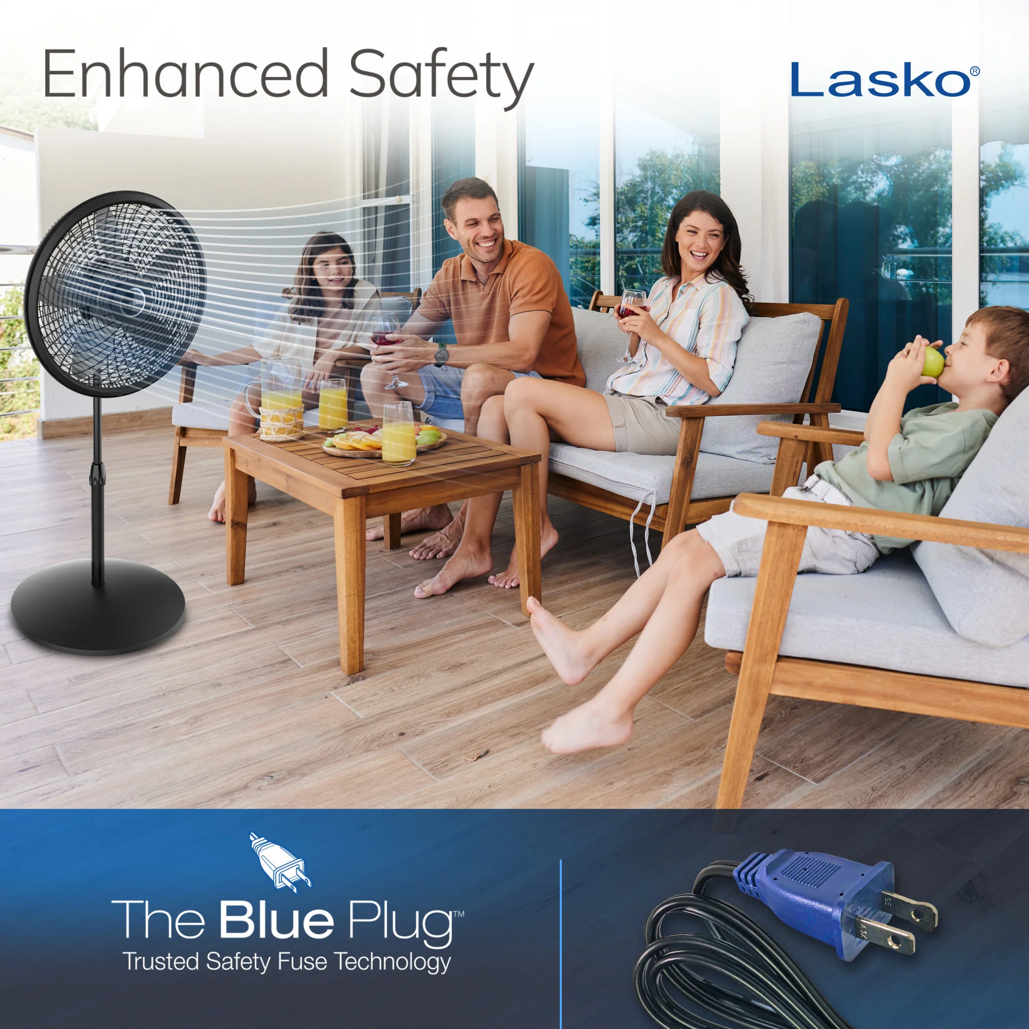 Lasko Cyclone 18" Pedestal Fan: Oscillating, 3-Speed,  Adjustable Height, Black - Image 6