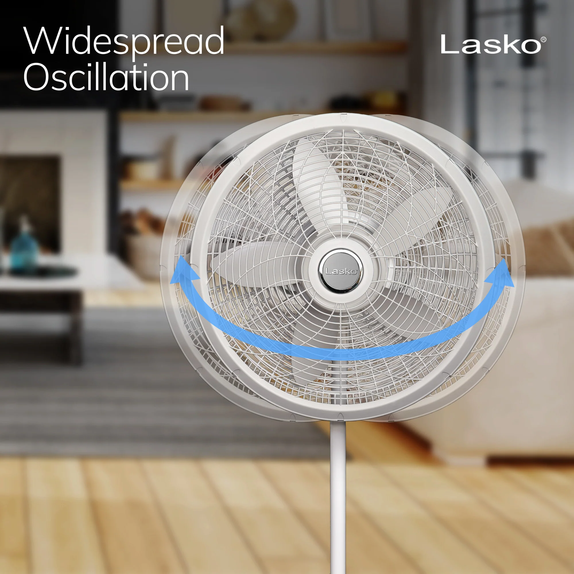Lasko 18" Pedestal Fan: Oscillating, 3-Speed, Adjustable Height, White - Image 3