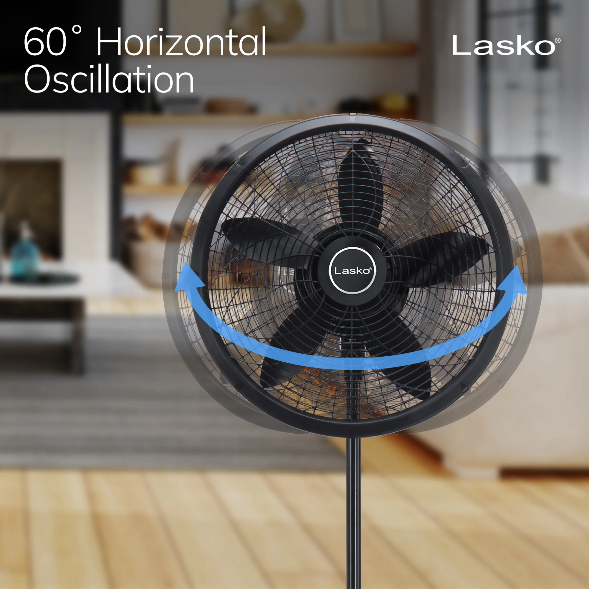 Lasko 18" Pedestal Fan: Oscillating, 3-Speed, Adjustable Height, Black - Image 3