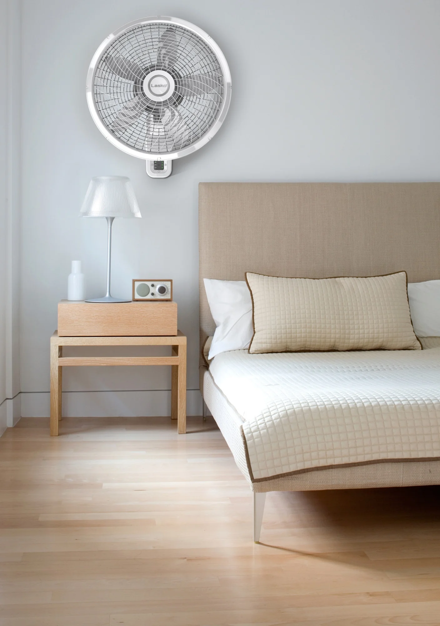 Lasko 18" Wall Mount Fan: Oscillating, 3-Speed, Remote, Timer, White - Image 7