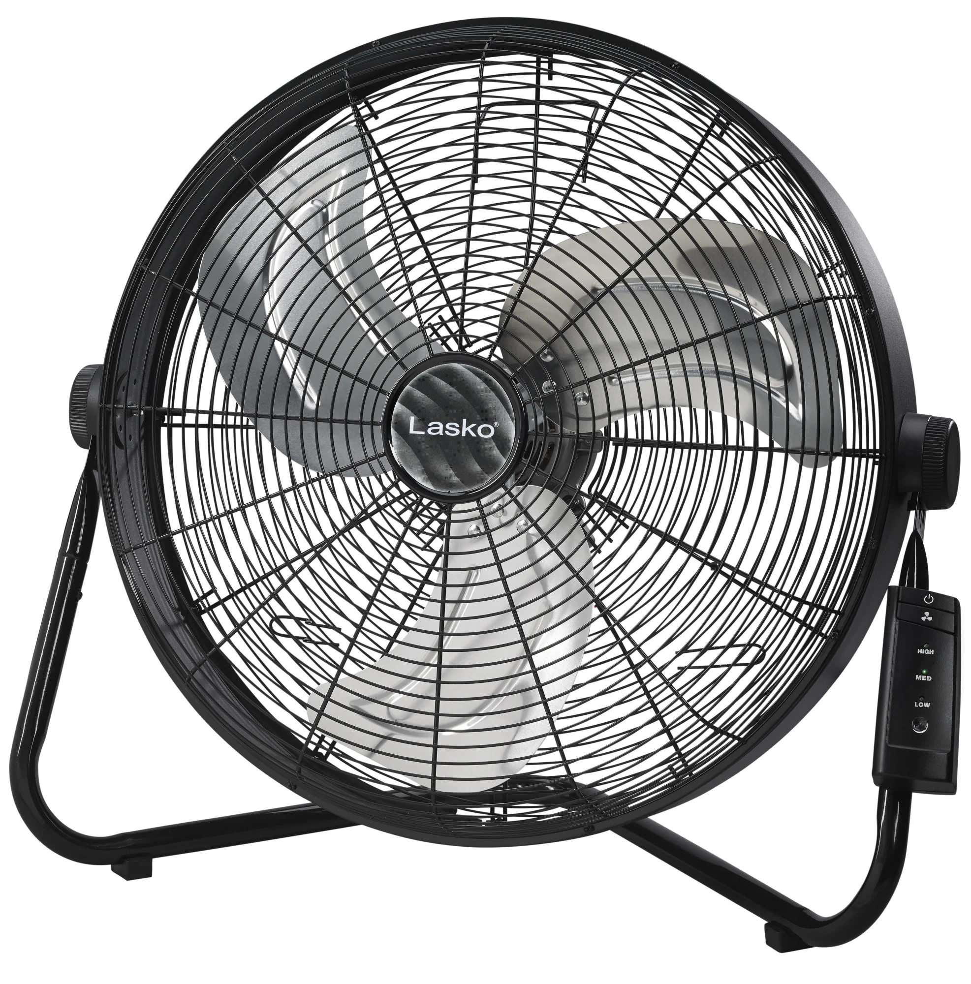 Lasko 20" High Velocity Floor Fan: Wall Mount, 3-Speed, Remote, Black