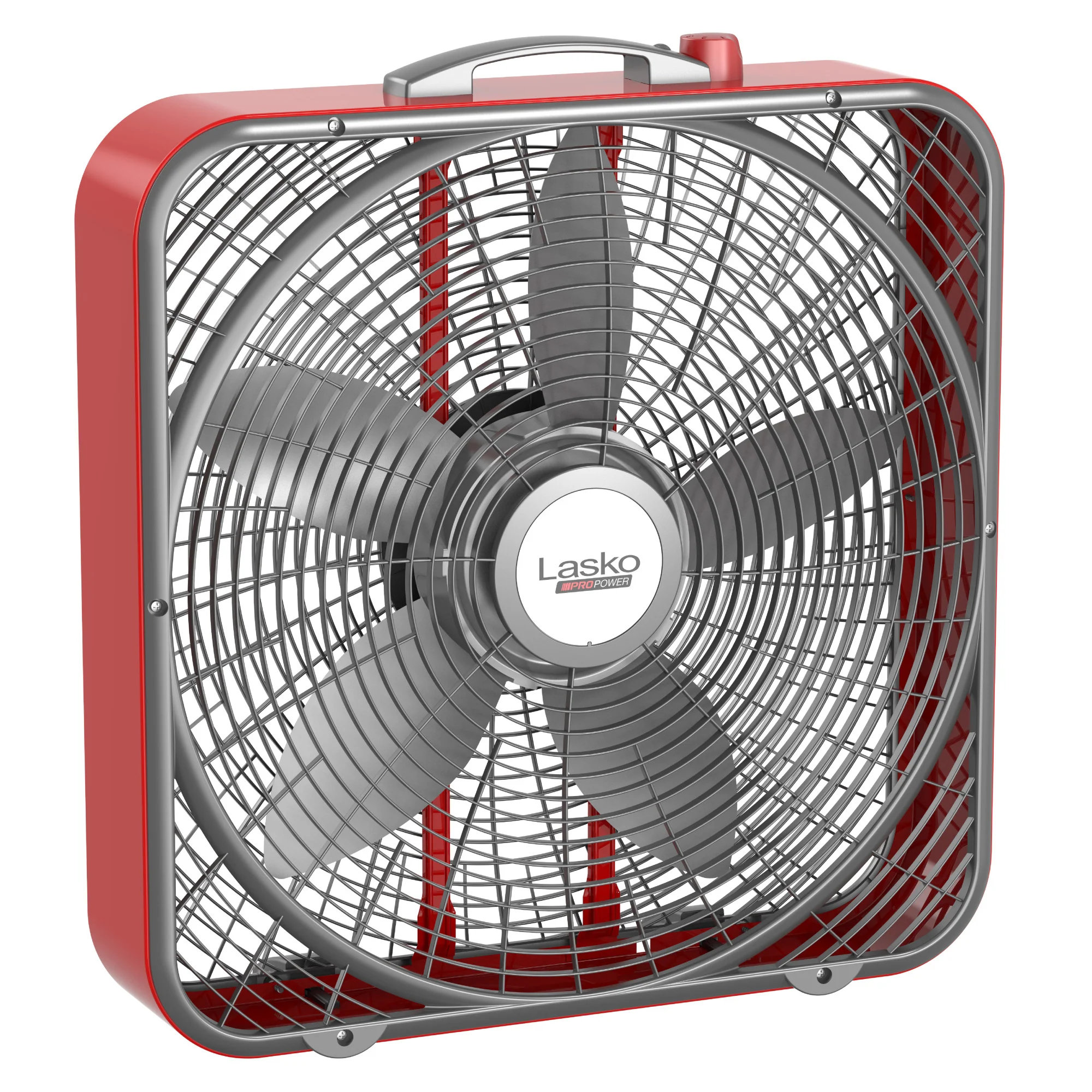 Lasko Pro Power 20" Box Fan: 3-Speed, Weather-Resistant Motor, Red