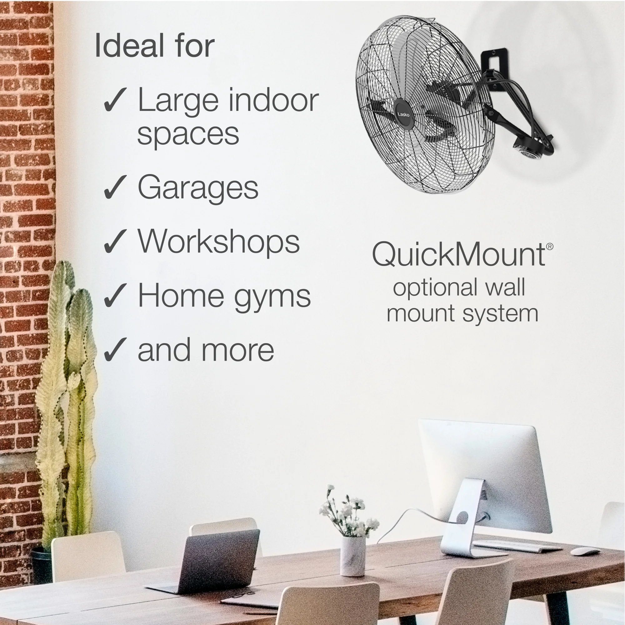 Lasko 20" High Velocity Floor Fan: Wall Mount, 3-Speed, Remote, Black - Image 5