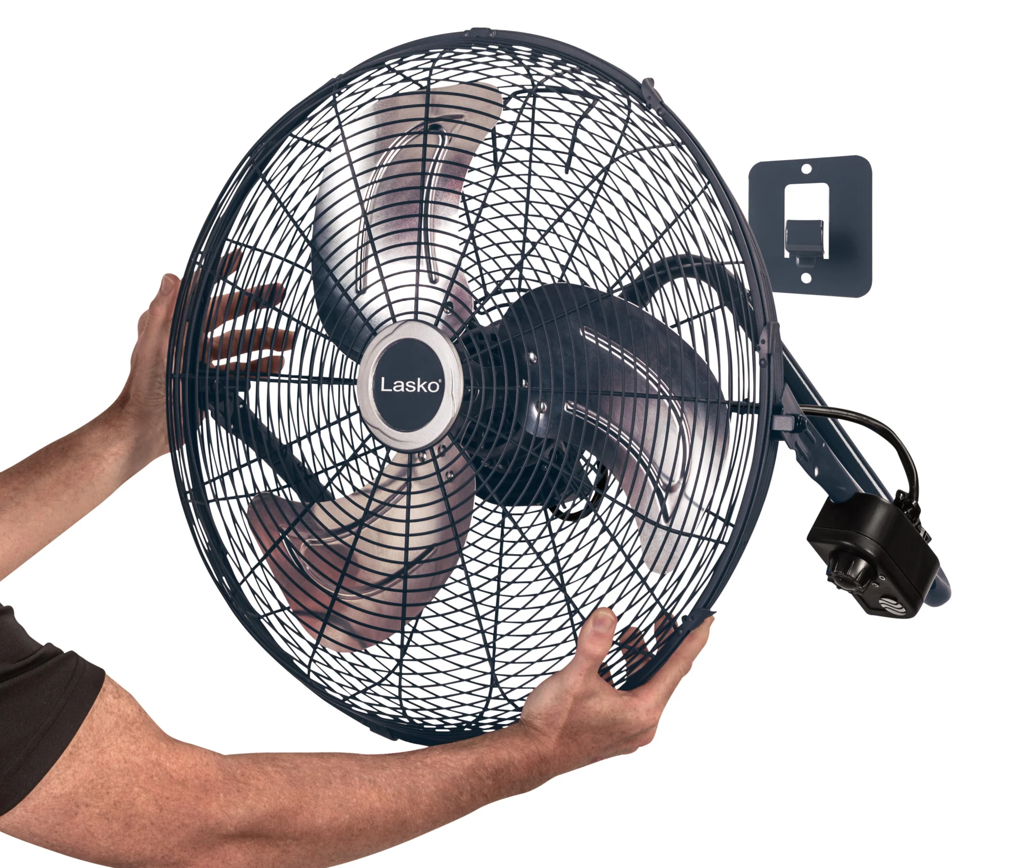 Lasko 20" High Velocity Floor Fan: Wall Mount, 3-Speed, Pivoting, Gray - Image 4