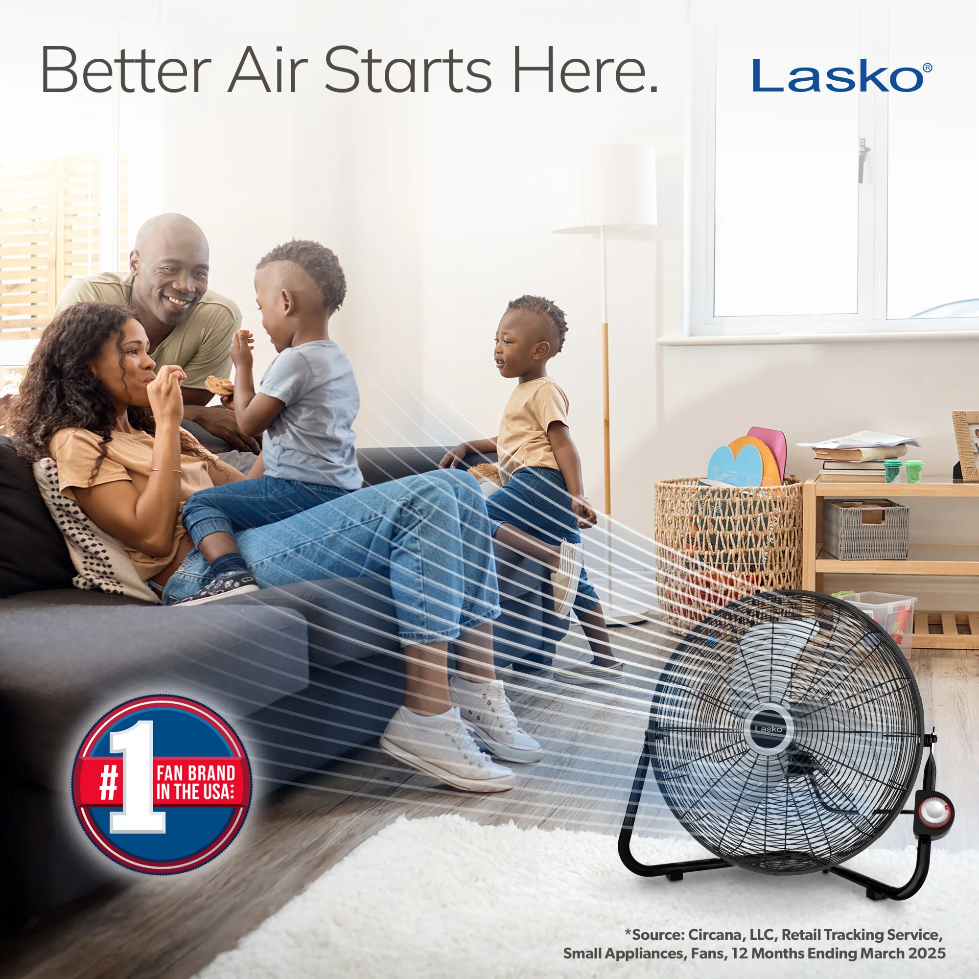 Lasko 20" High Velocity Floor Fan: Wall Mount, 3-Speed, Pivoting, Black - Image 2