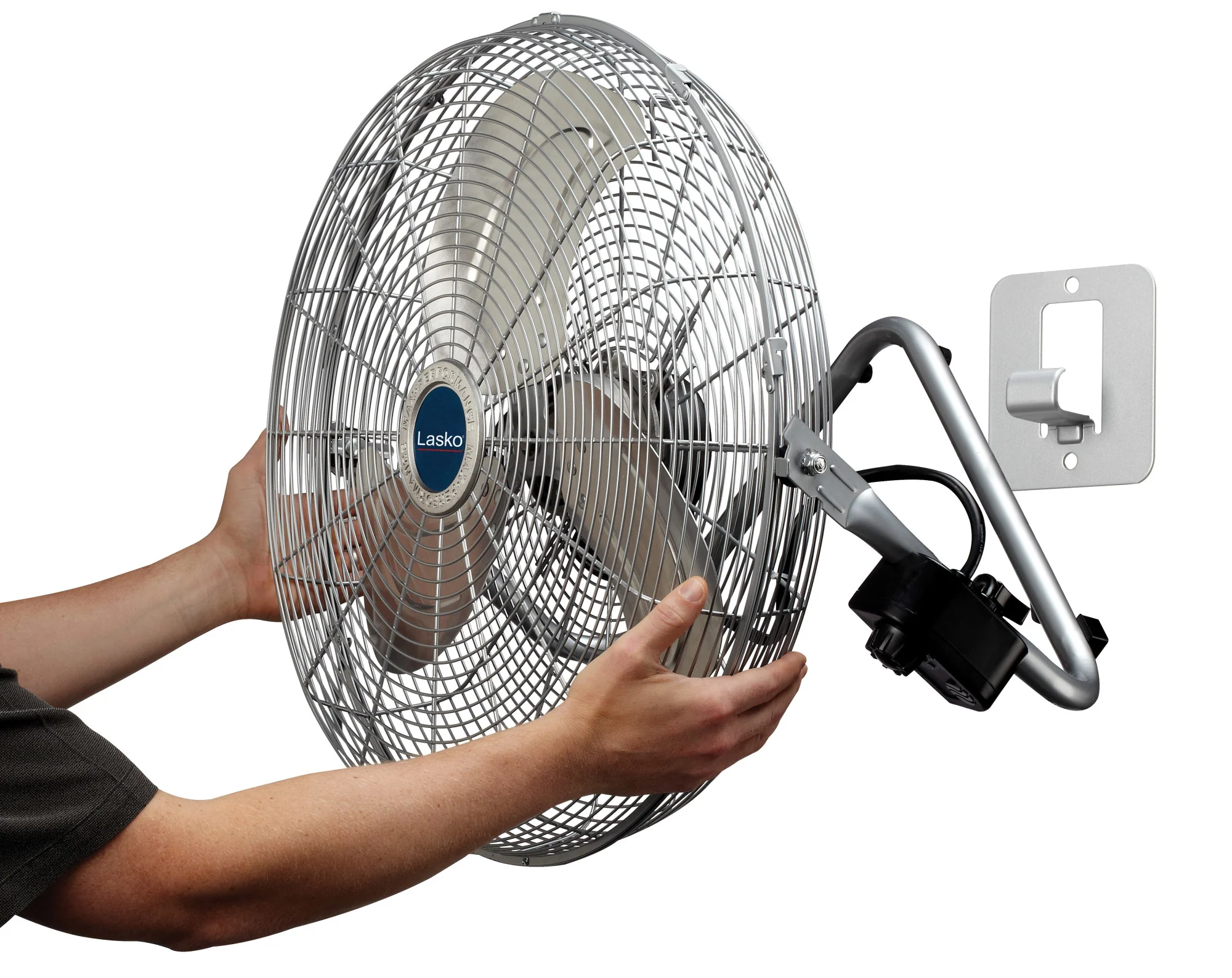 Lasko 20" High Velocity Floor Fan: Wall Mount, 3-Speed, Pivoting, Silver - Image 8