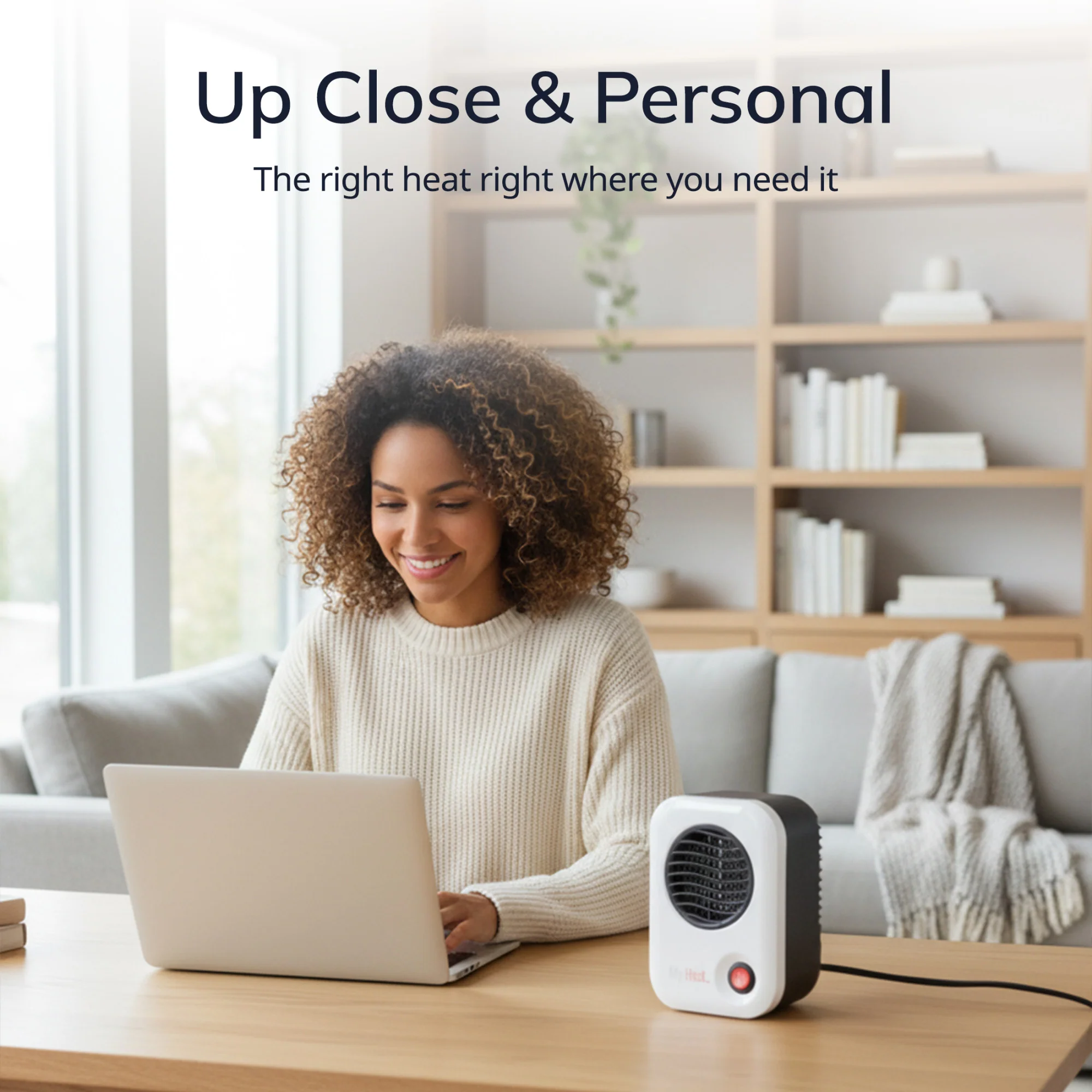 Lasko 200W MyHeat Personal Desk/Tabletop Space Heater with Simple Controls, 101, White - Image 4