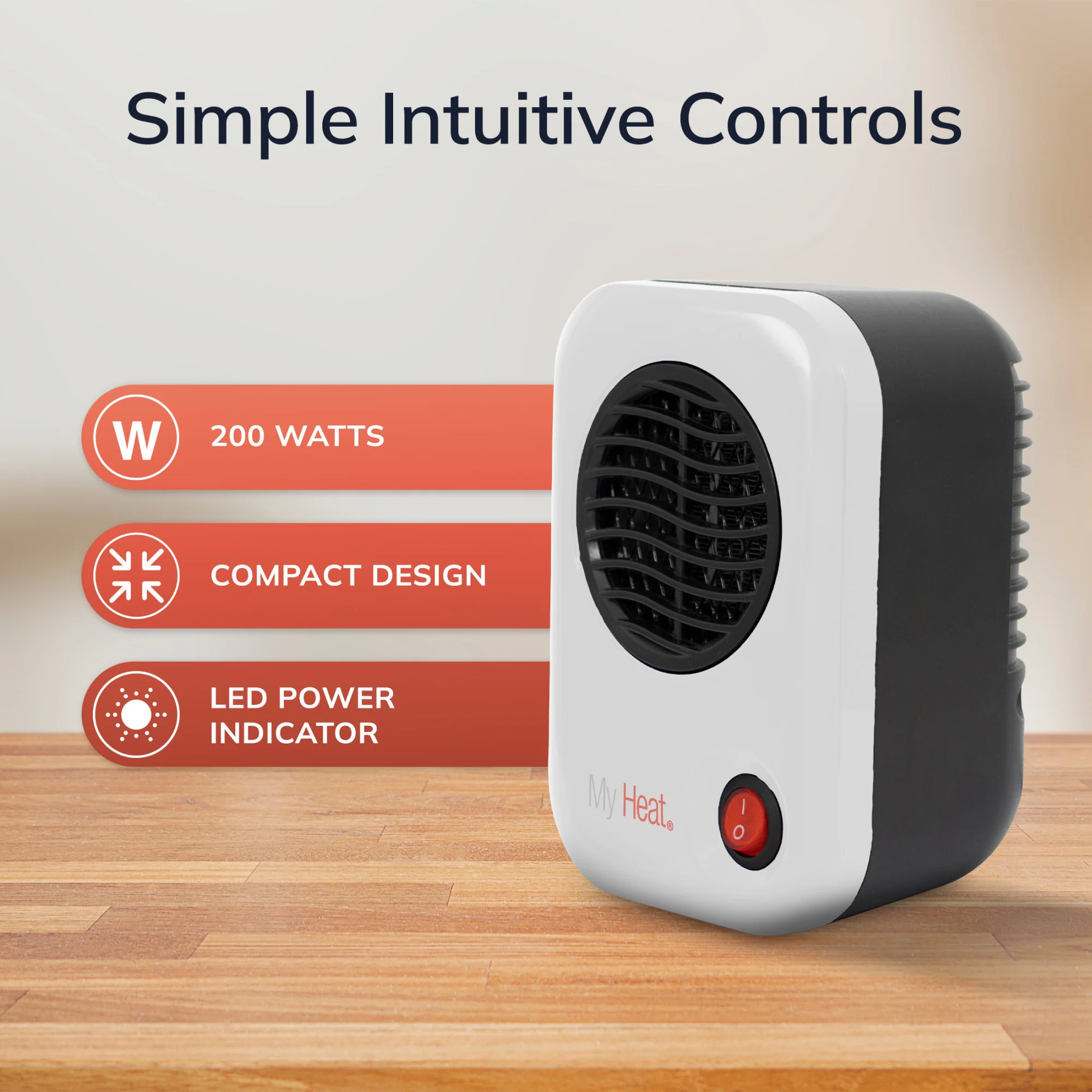 Lasko 200W MyHeat Personal Desk/Tabletop Space Heater with Simple Controls, 101, White - Image 5