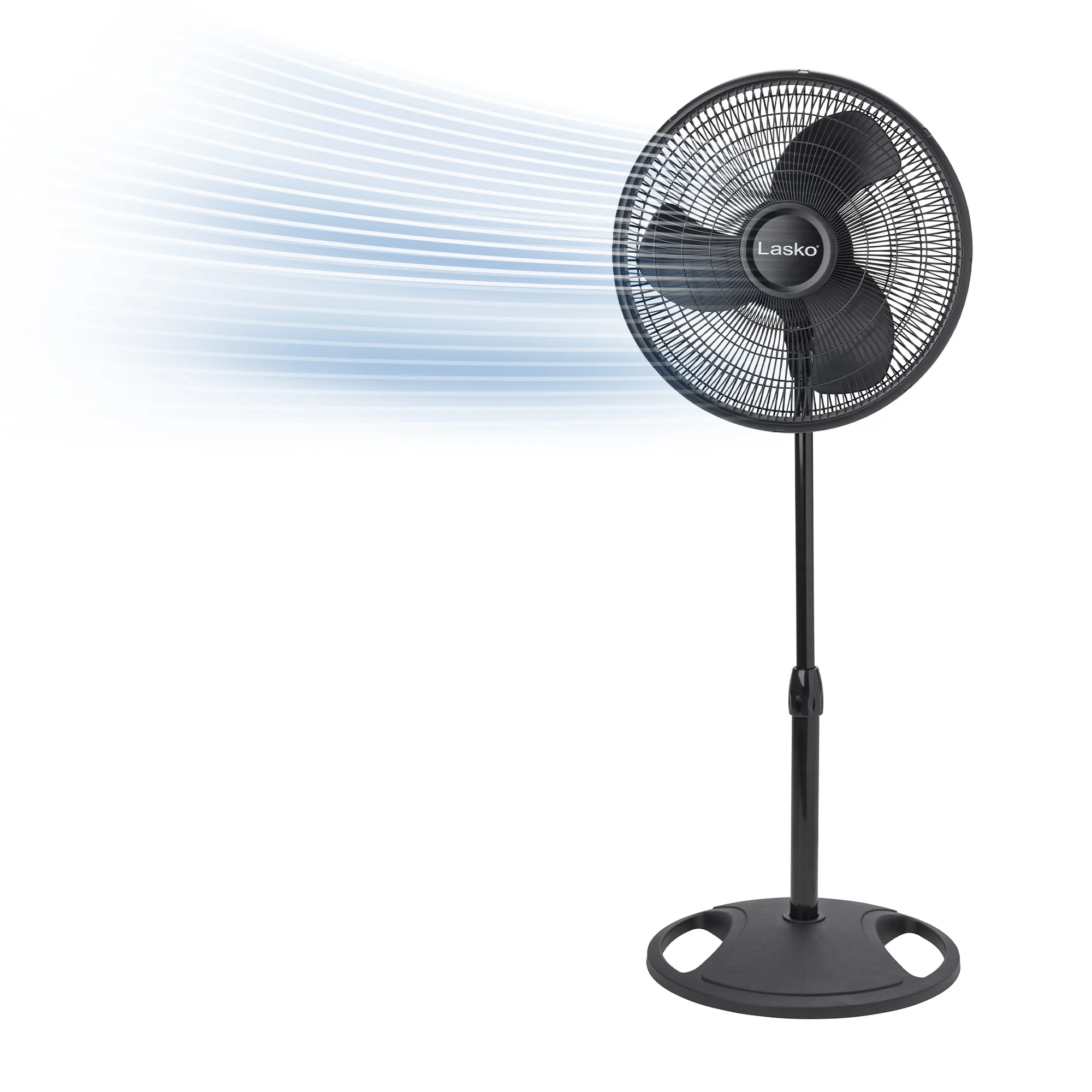 Lasko 16" Pedestal Fan: Oscillating, 3-Speed,  Adjustable Height, Black