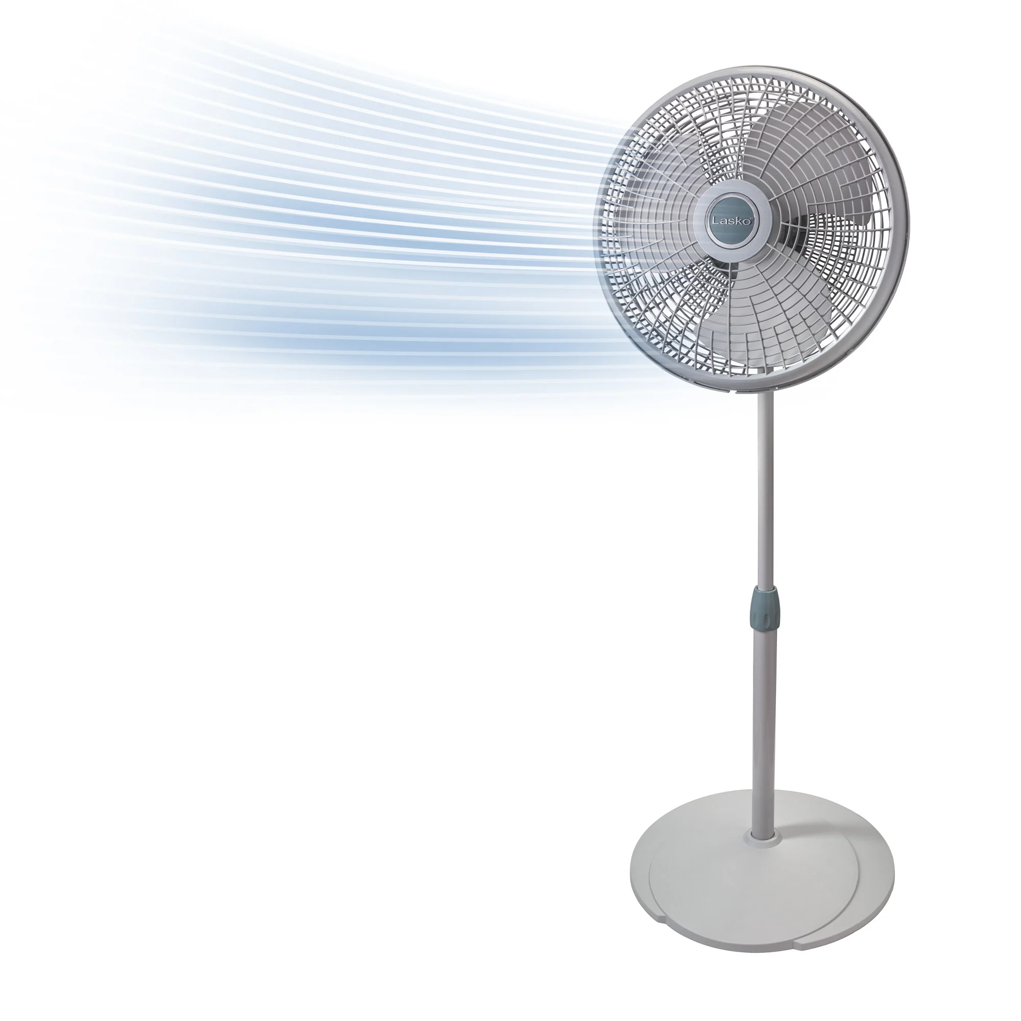 Lasko 16" Pedestal Fan: Oscillating, 3-Speed,  Adjustable Height, Gray