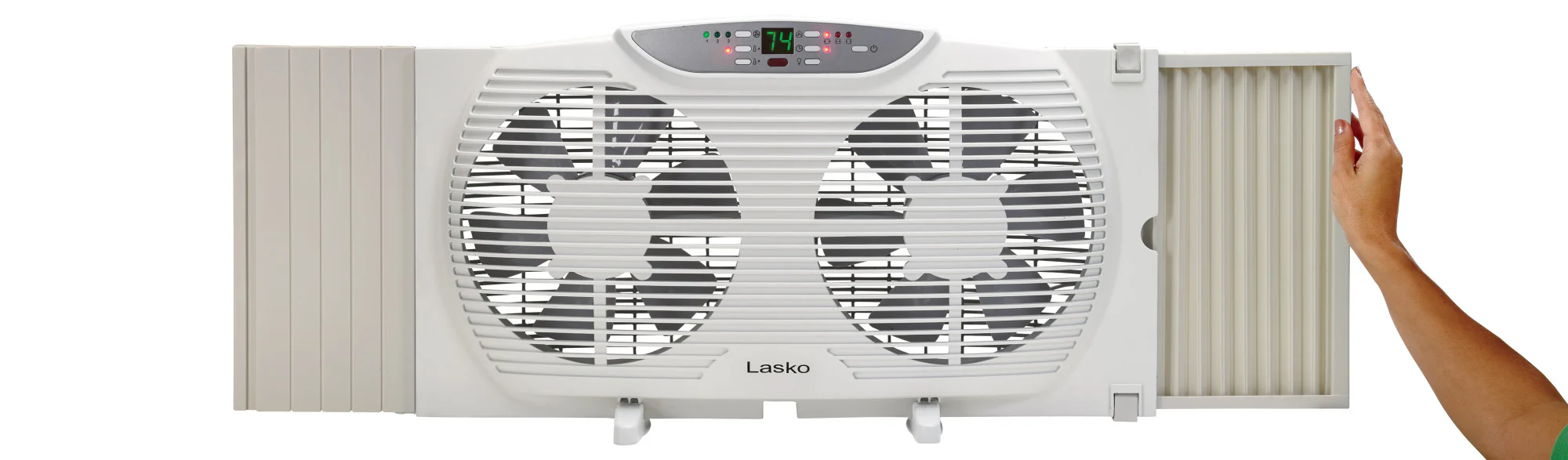 Lasko Twin Window Fan: 3-Speed, Electrically Reversible, Remote, White - Image 4