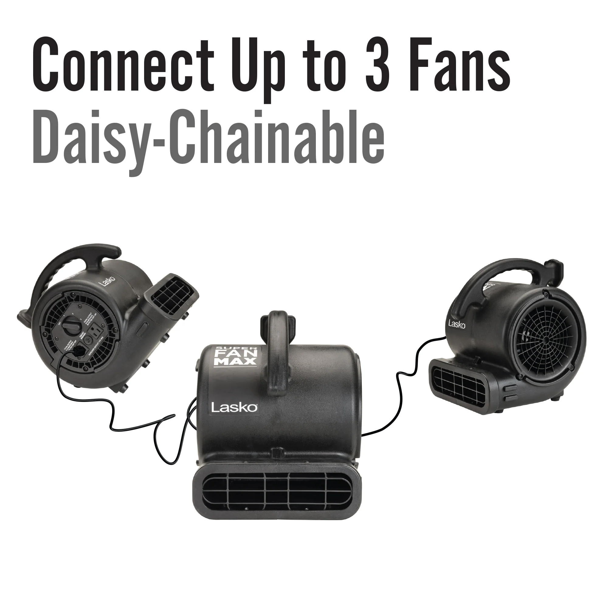 Lasko Super Fan Max 13" Air Mover Blower Fan: 3-Speed, High Velocity, 2 Outlets, Black - Image 5